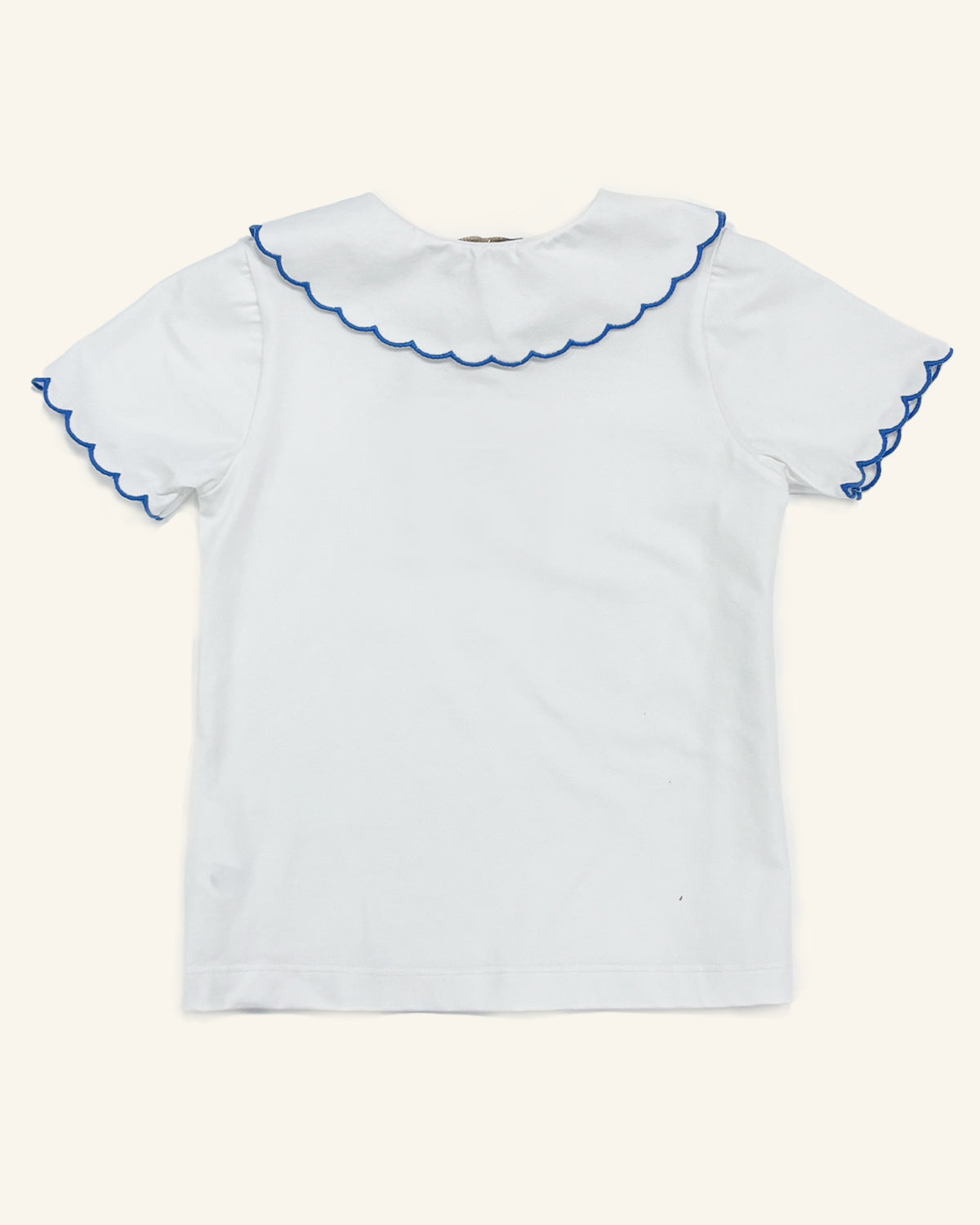 White Jersey School T-Shirt with Blue Trim