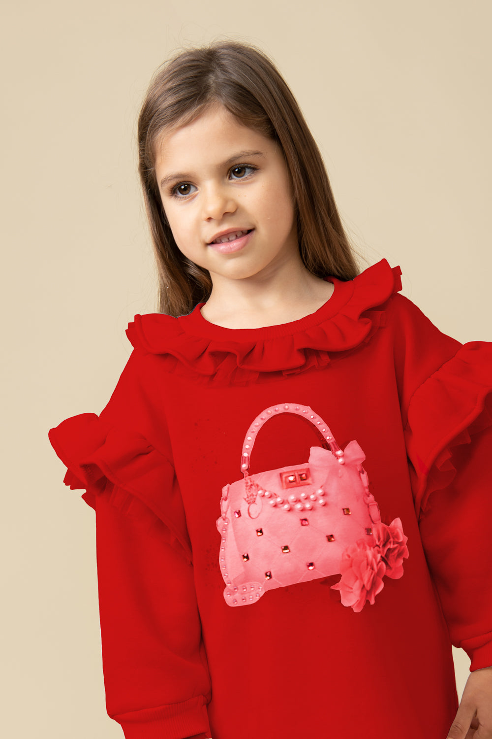 Red Ruffled Long-Sleeve Jumper Dress (5-9 years)
