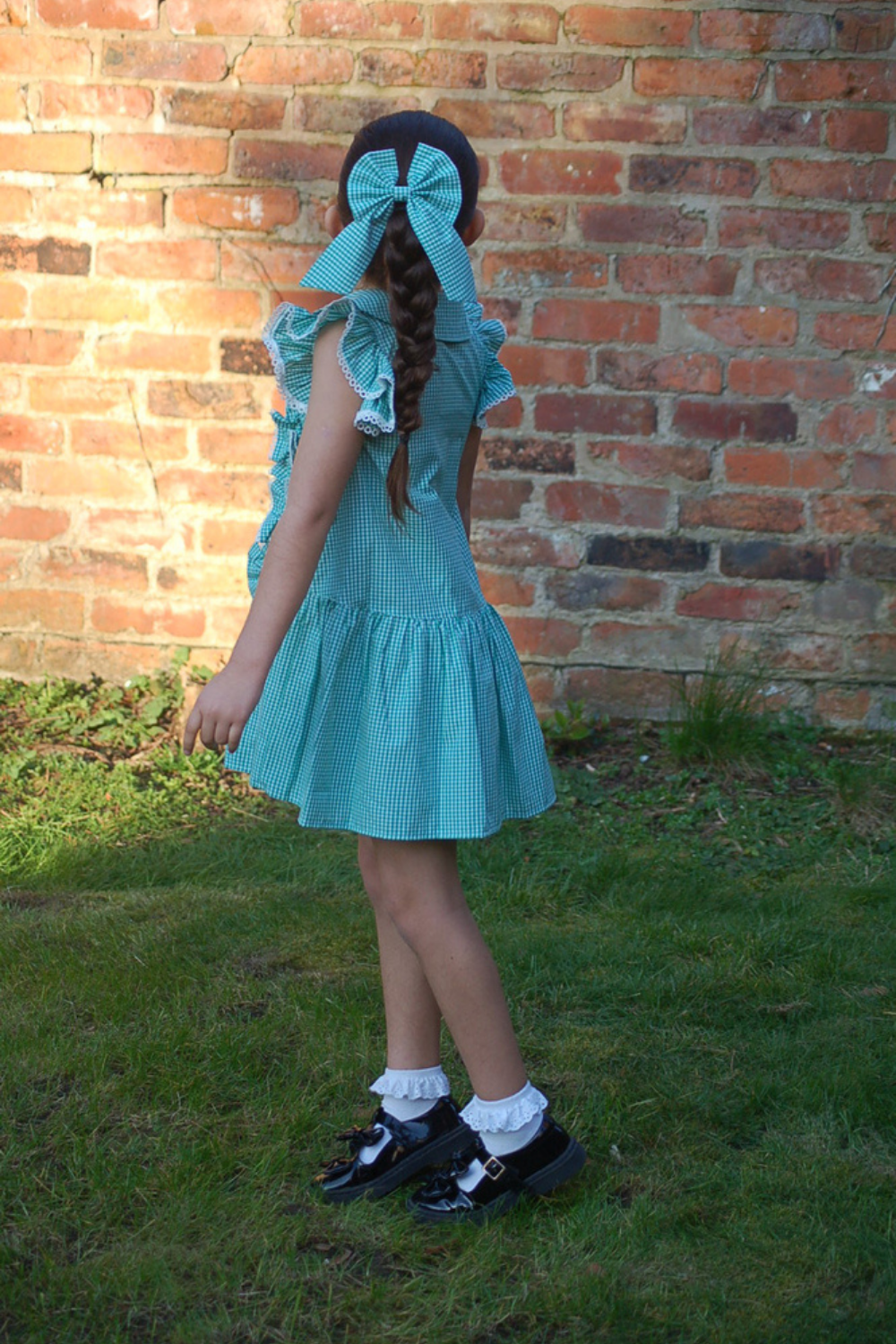 Green Gingham Bow Hair Clip