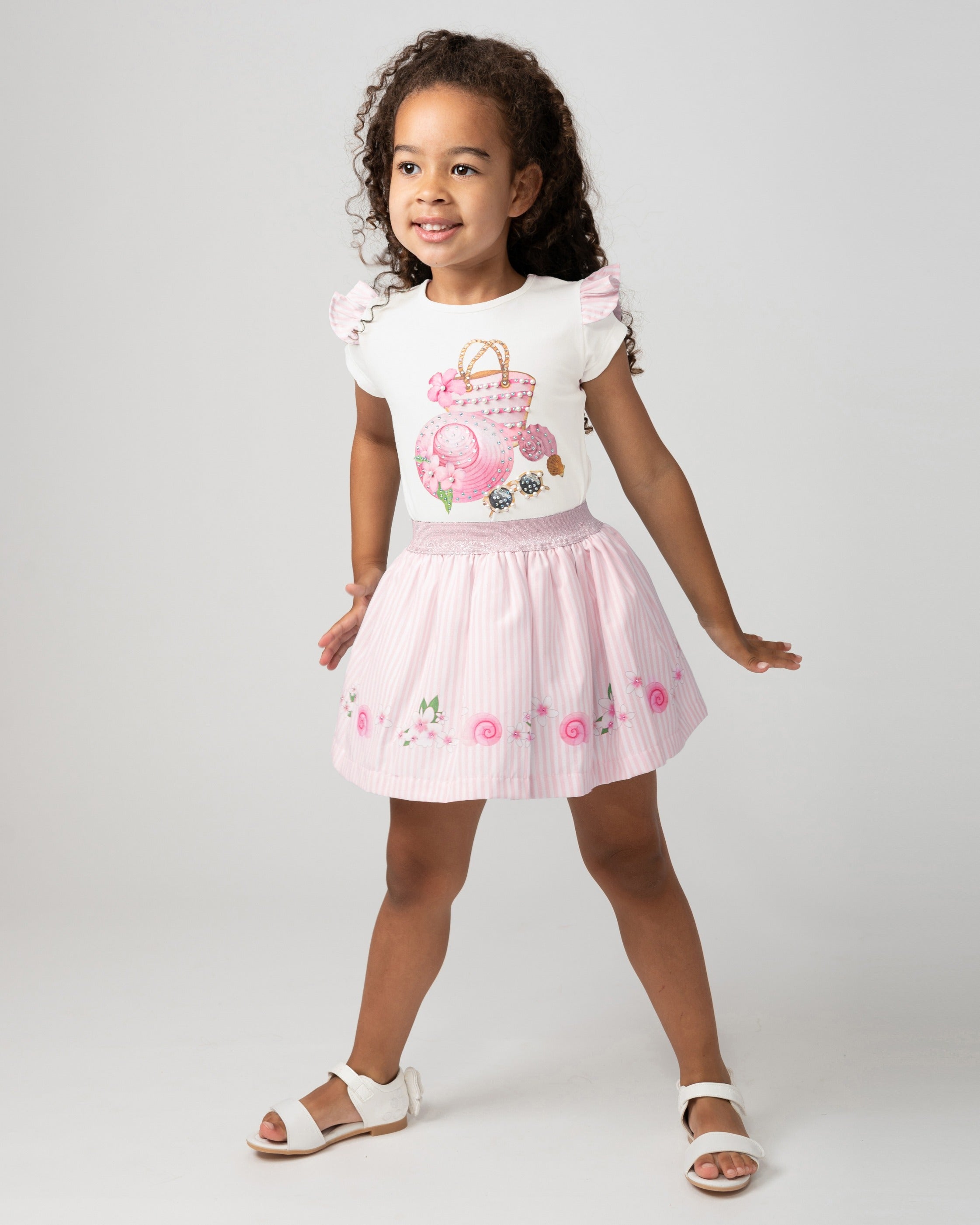 Holiday Essentials Pink Striped Skirt Set (5-9yrs)