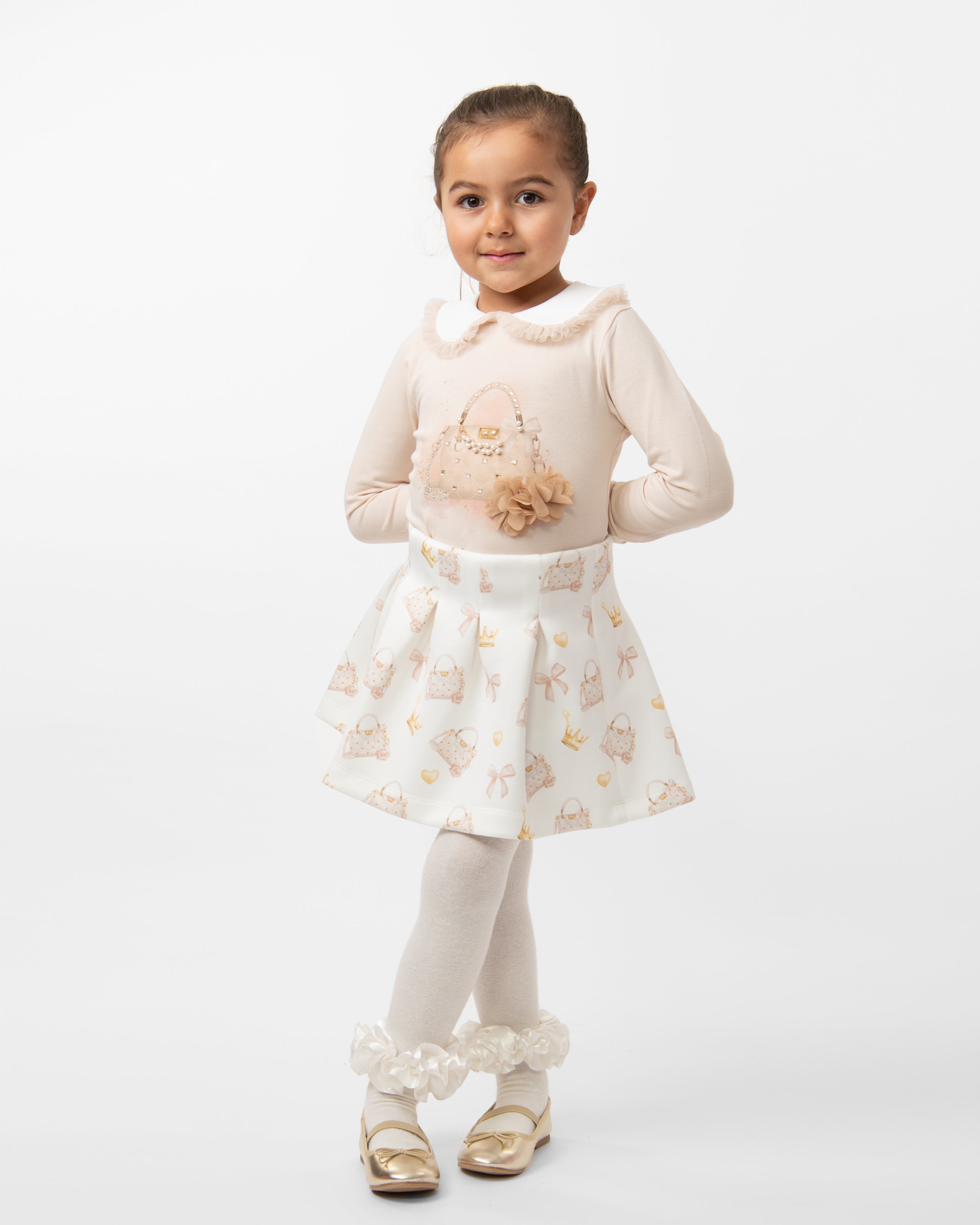 Mink Peter Pan Collar Skirt Set (1-4 years)