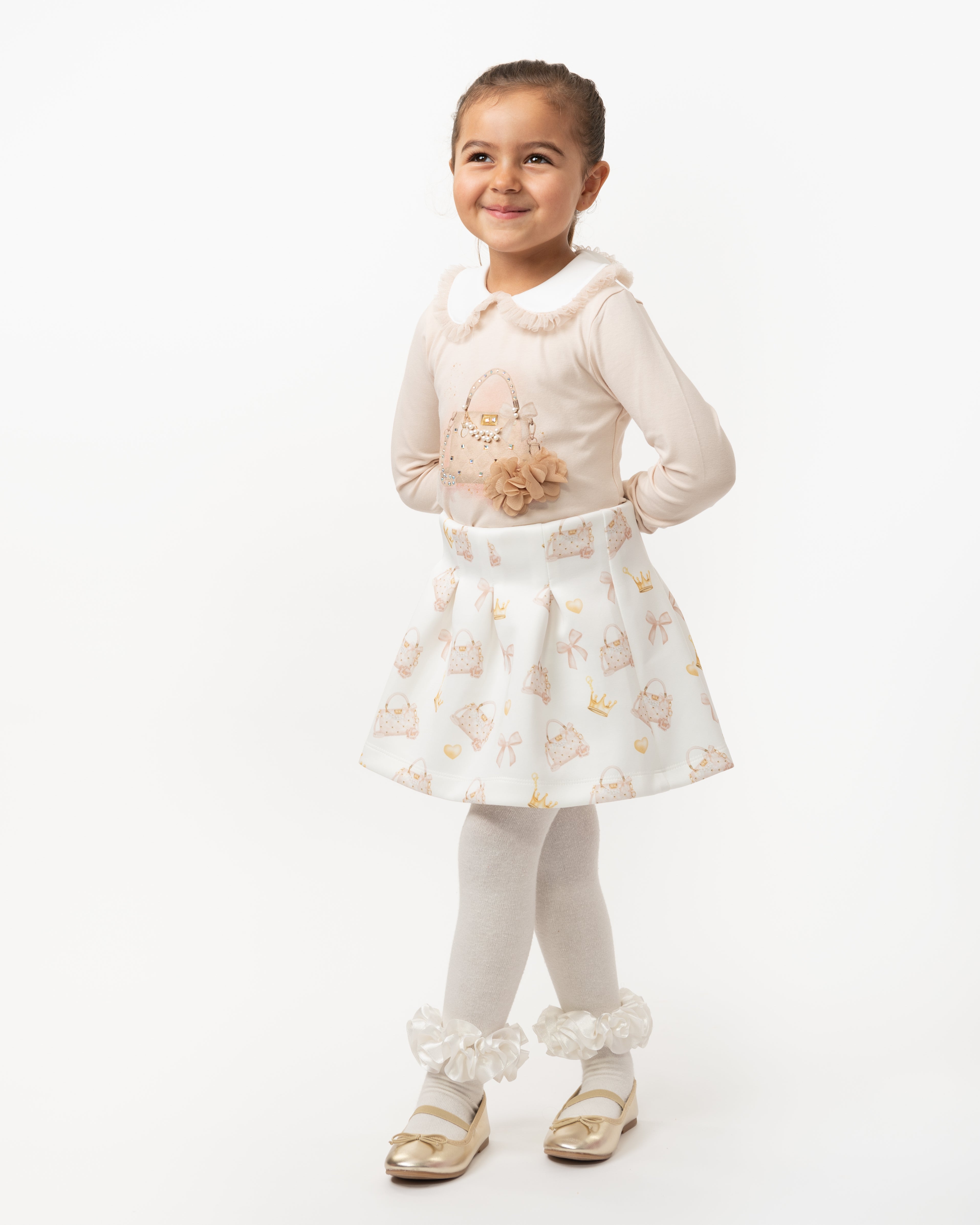 Mink Peter Pan Collar Skirt Set (5-9 years)
