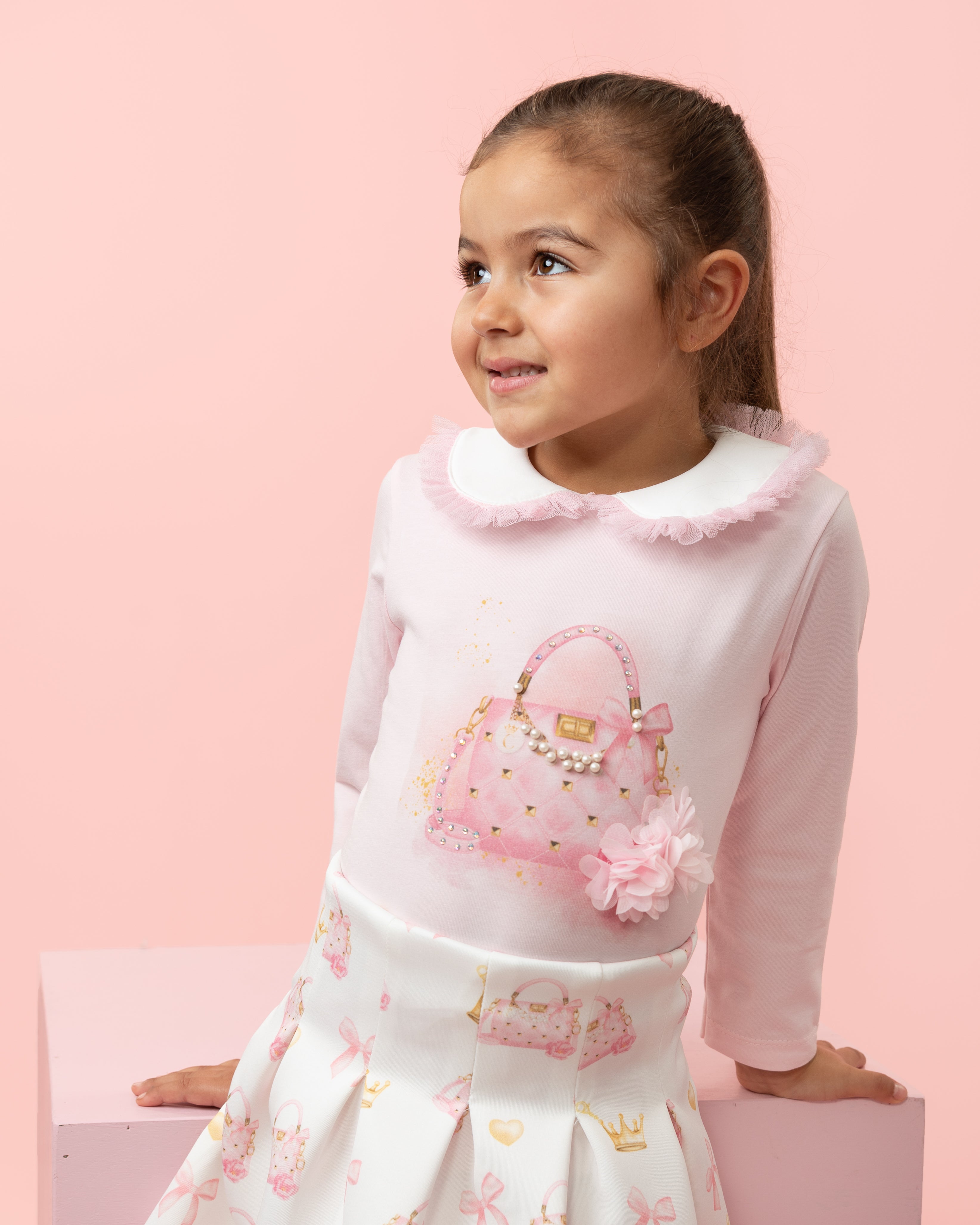 Pink Peter Pan Collar Skirt Set (5-9 years)