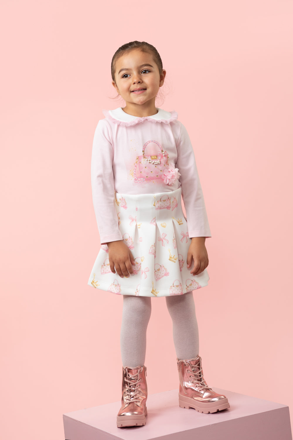 Pink Peter Pan Collar Skirt Set (5-9 years)