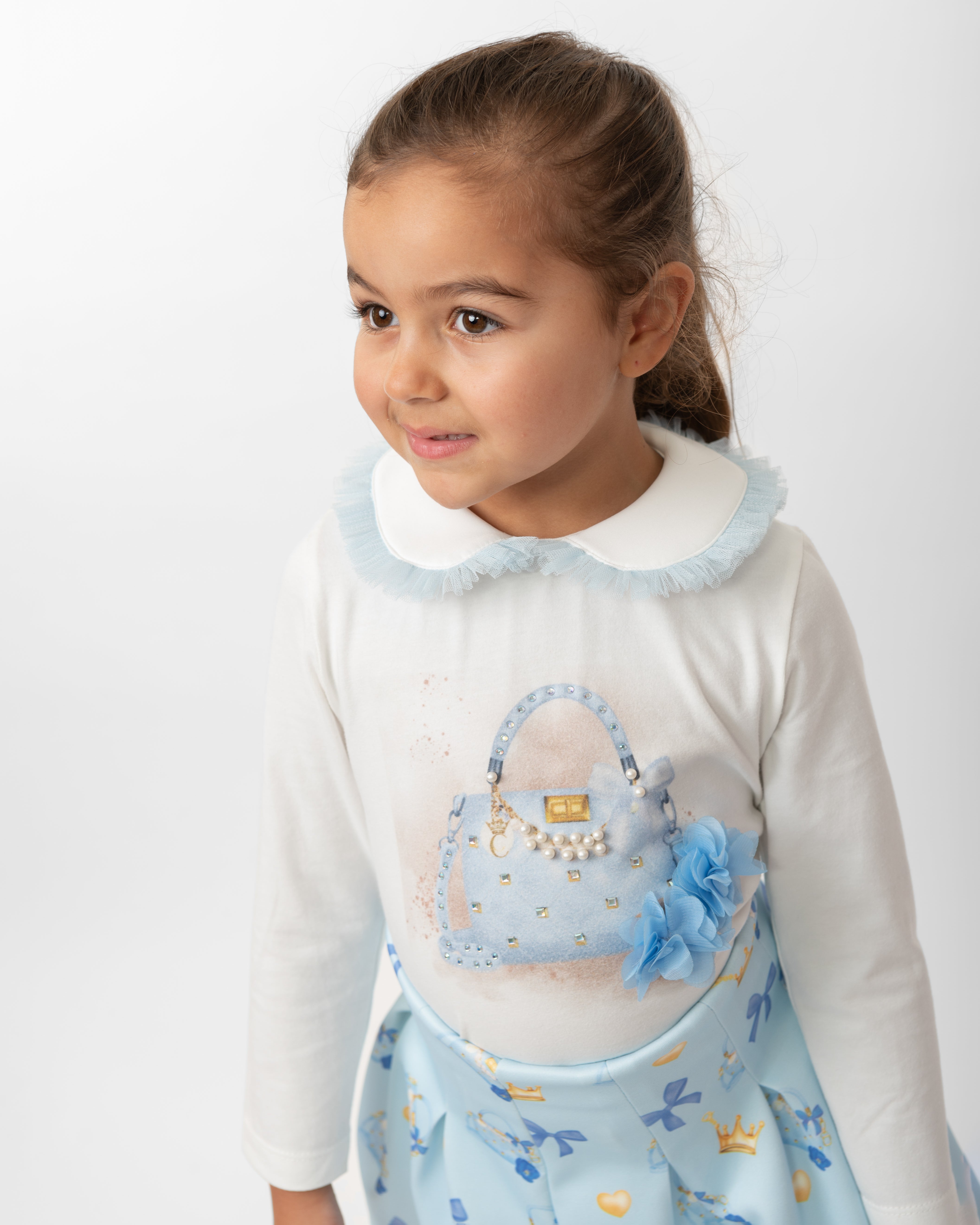 Sky Blue Peter Pan Collar Skirt Set (1-4 years)