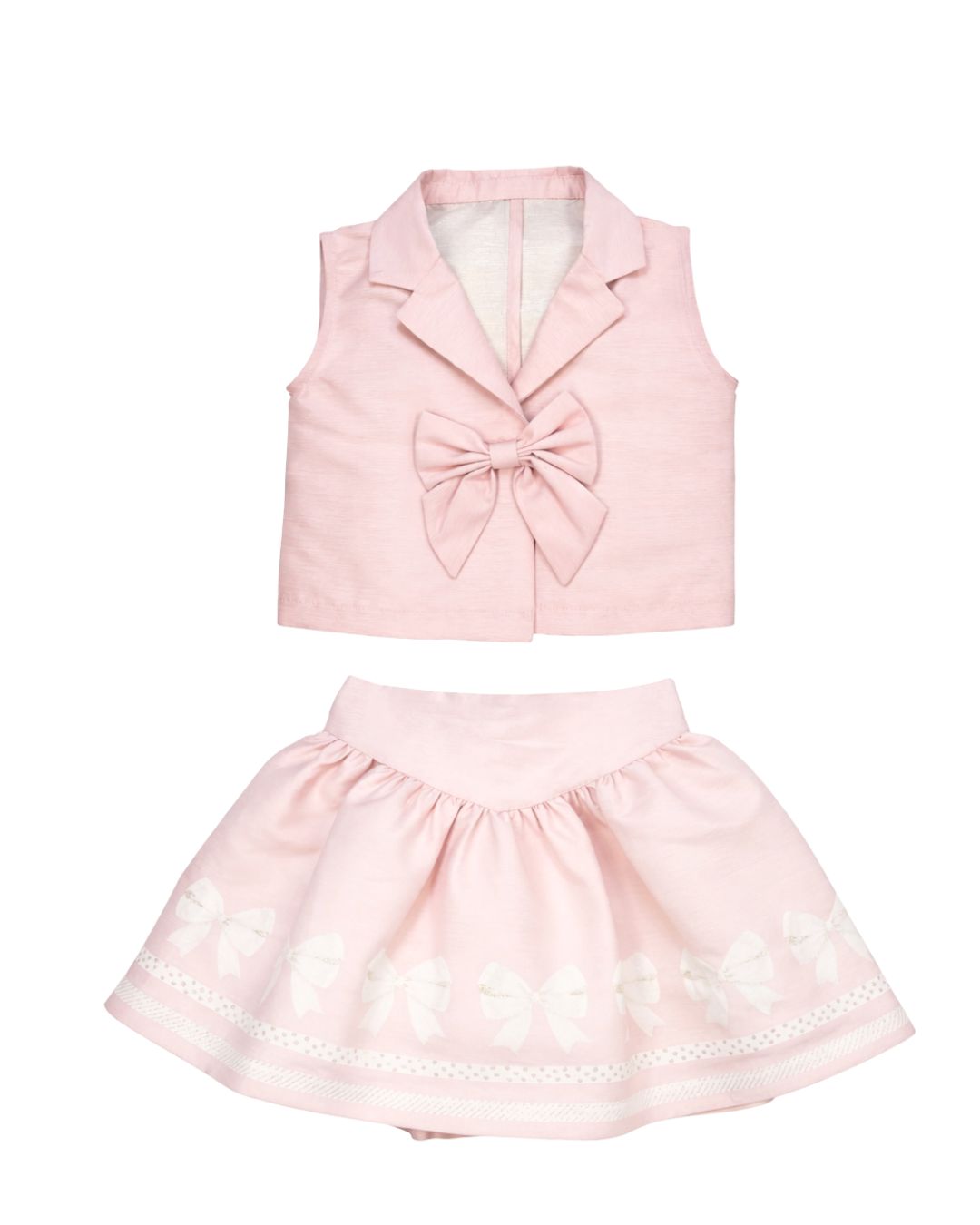 Pink Bow Top and Skirt Set
