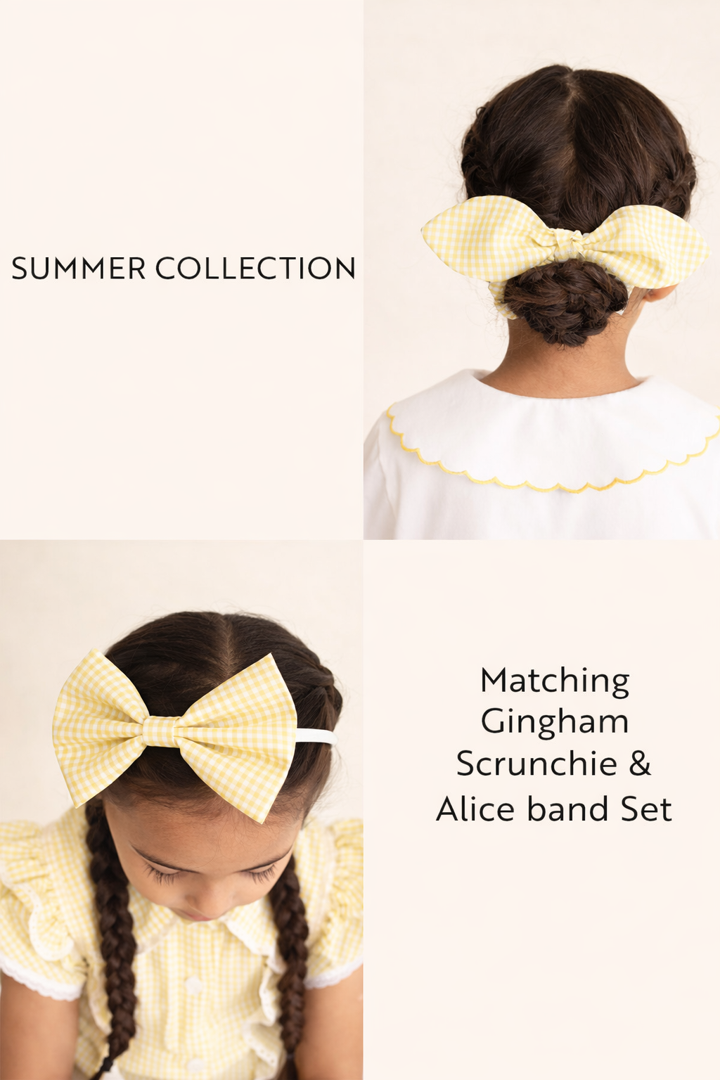Yellow Gingham Scrunchie & Alice Band Set