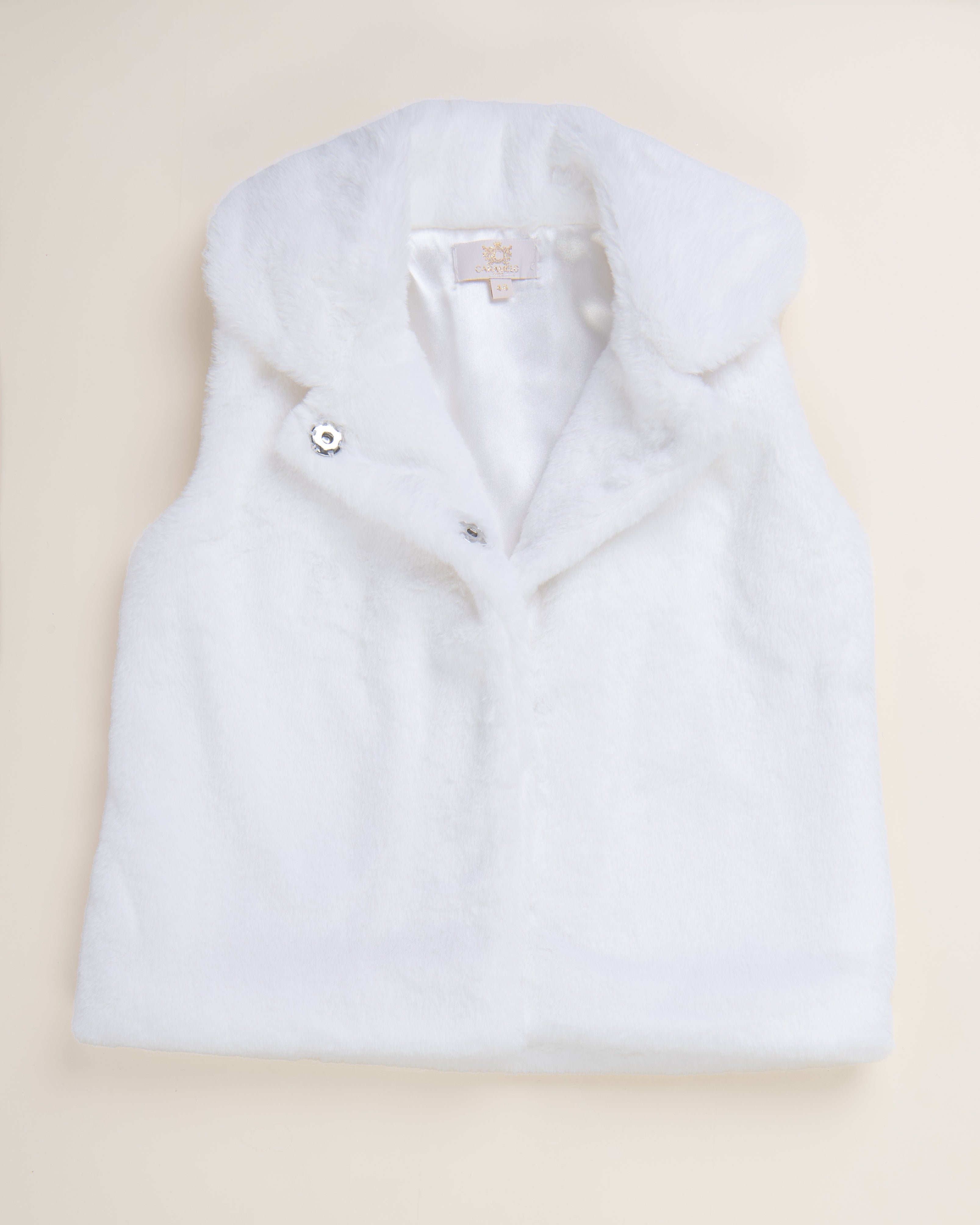 Ivory Faux Fur Gilet with Peterpan Collar