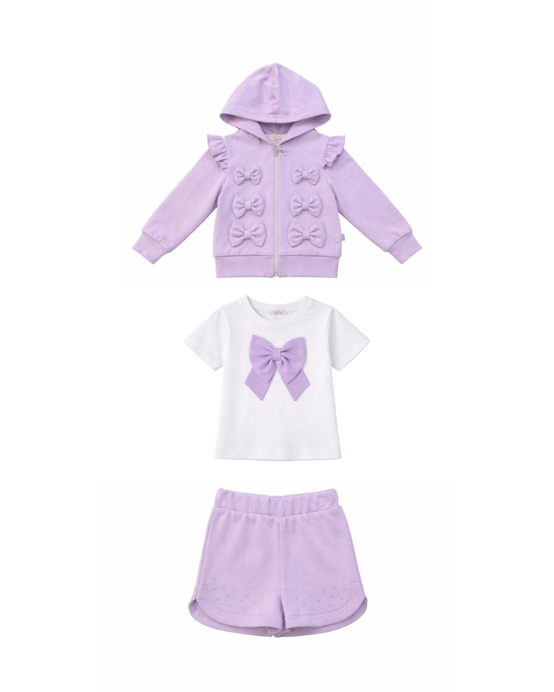 Lilac Jersey Bow Cardigan Three-Piece Set