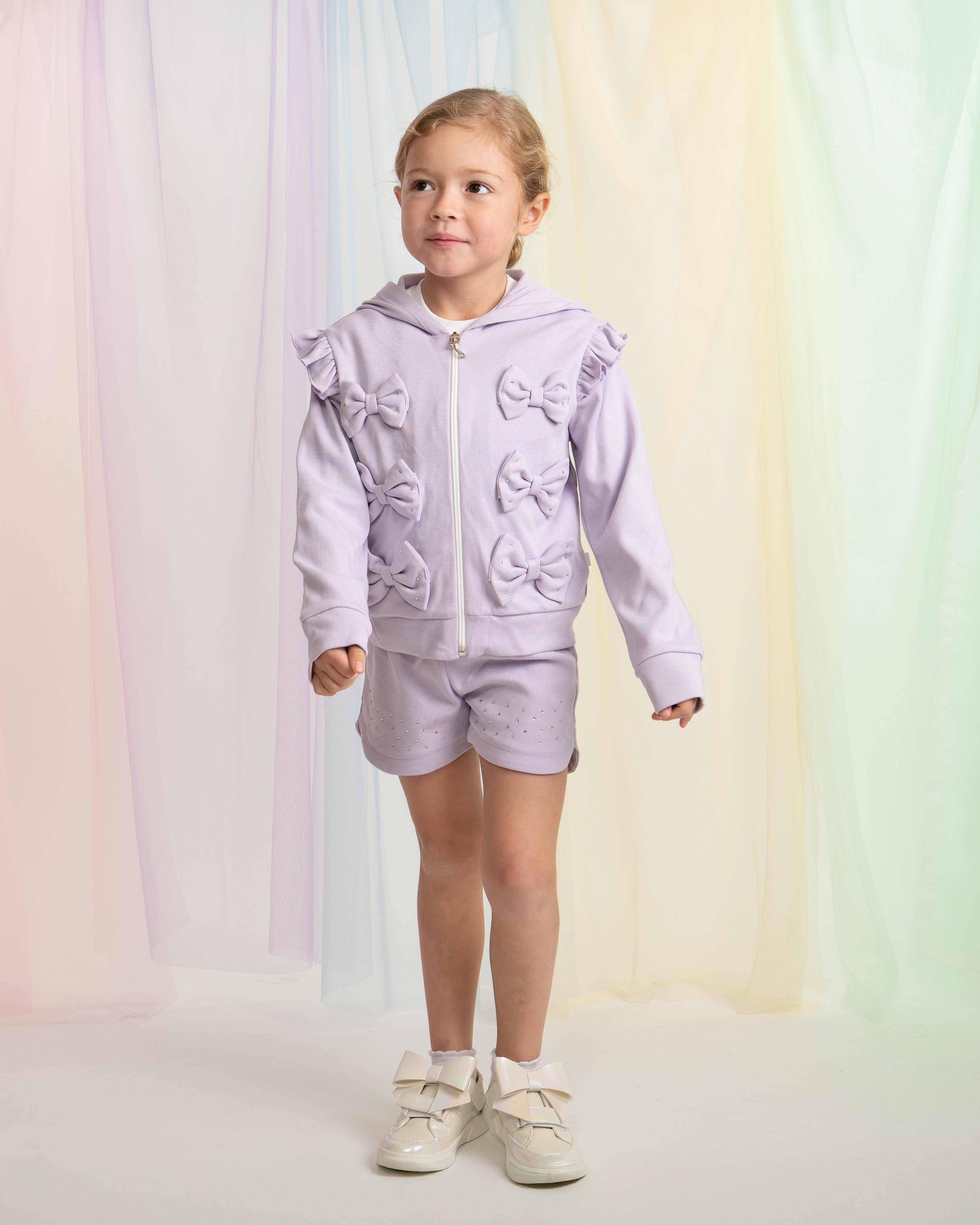 Lilac Jersey Bow Cardigan Three-Piece Set