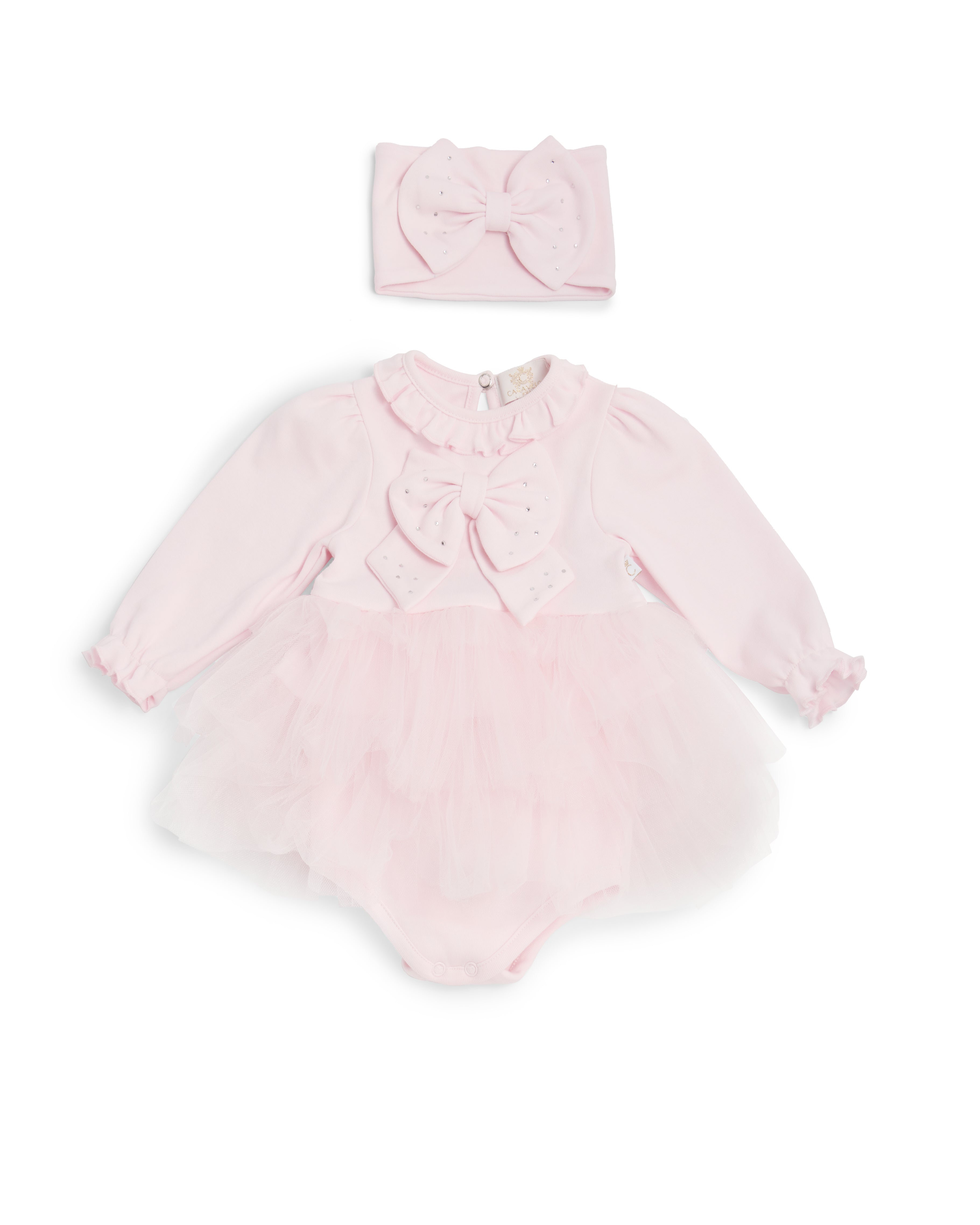 Pink Tulle Bodysuit with Bow