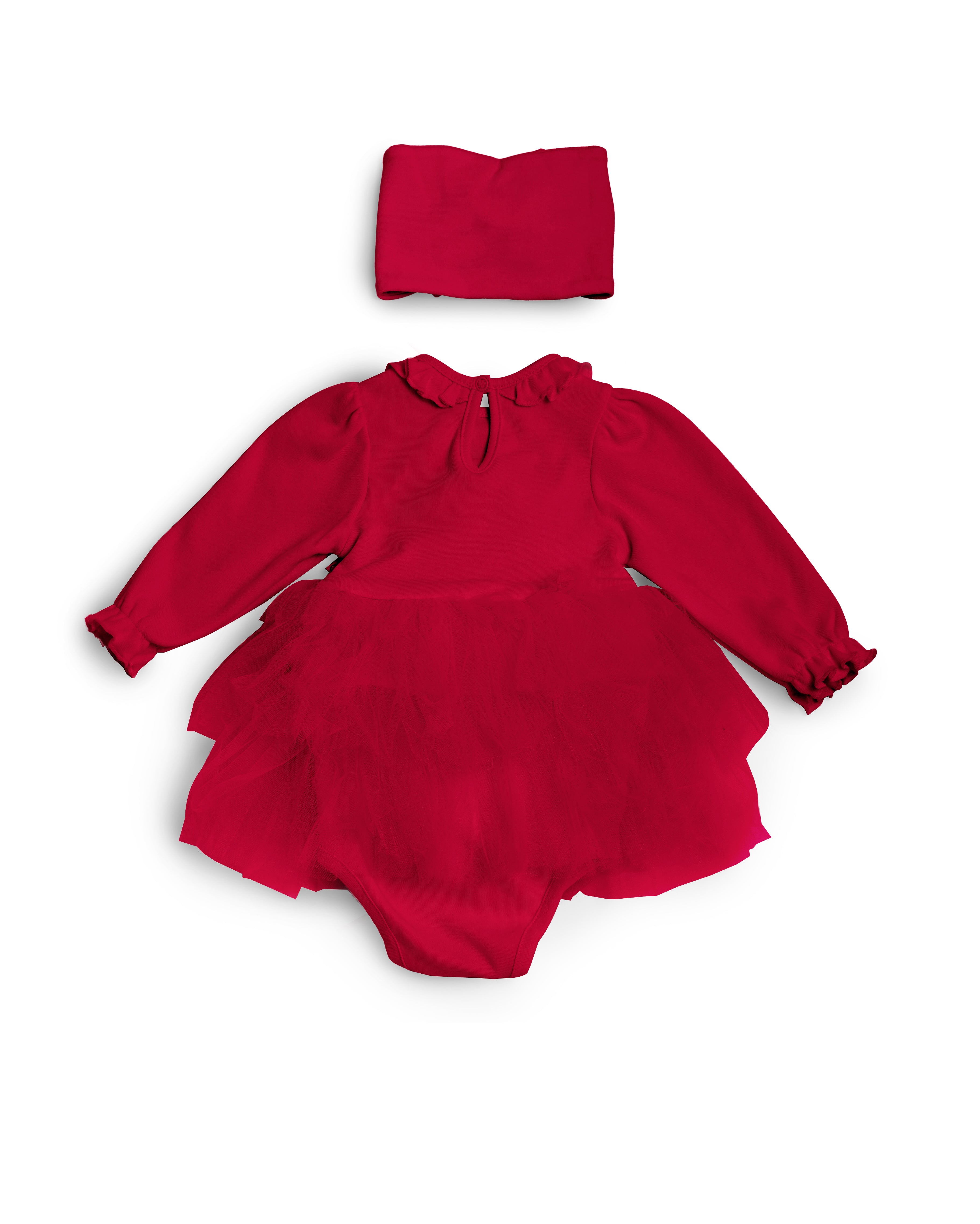 Red Tulle Bodysuit with Bow