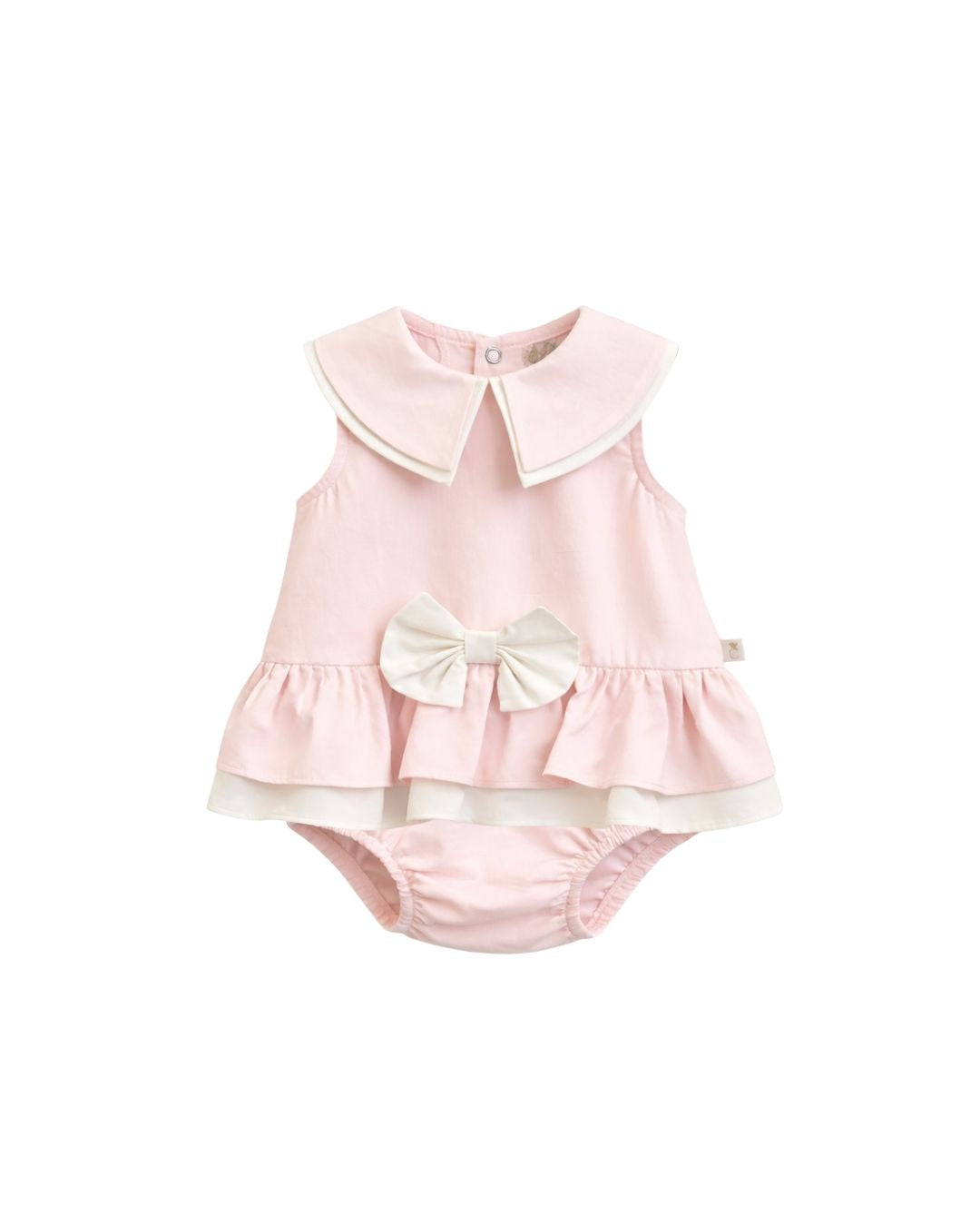 Pink Bow Collar Baby Romper