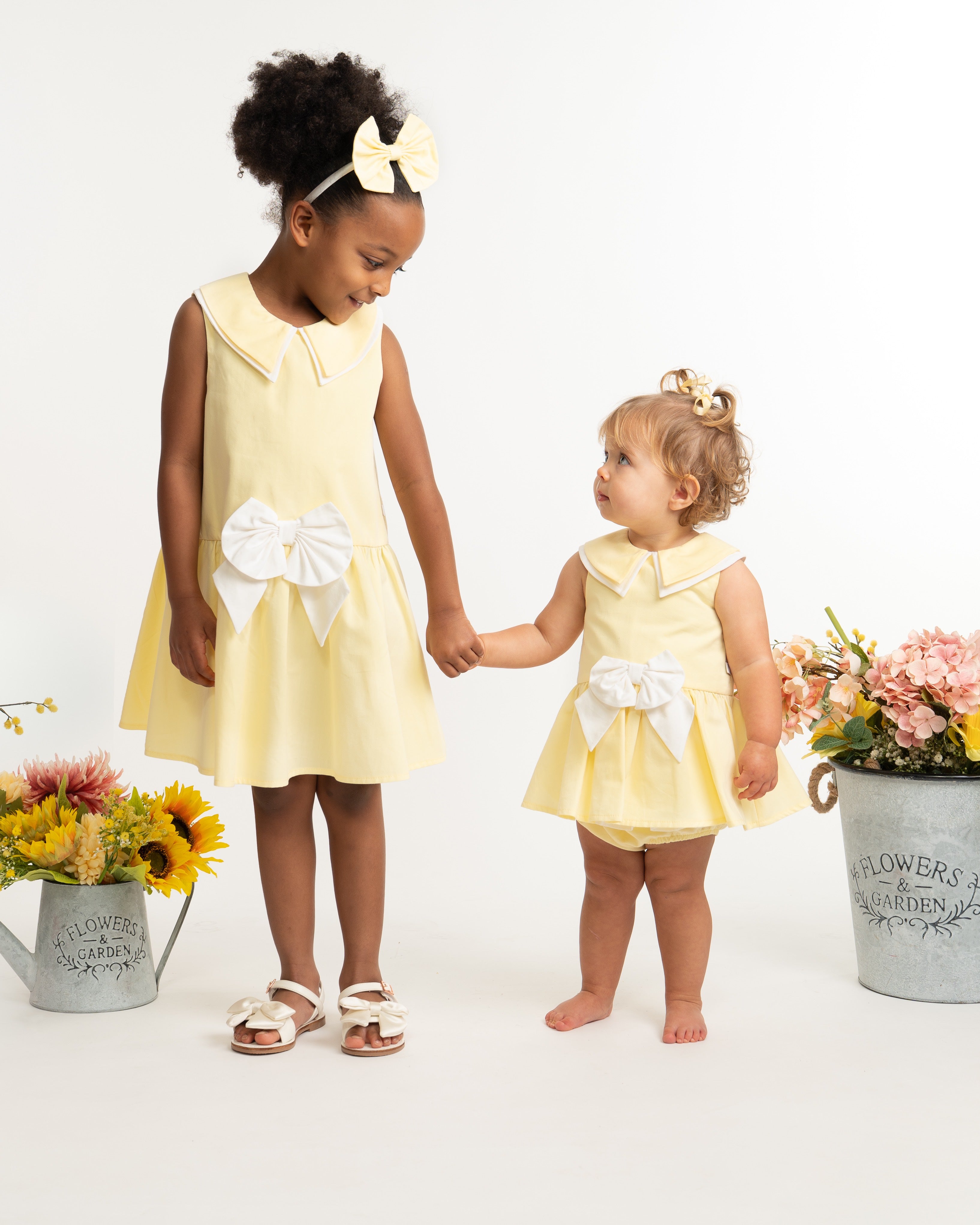Lemon Bow Sailor Dress and Headband Set