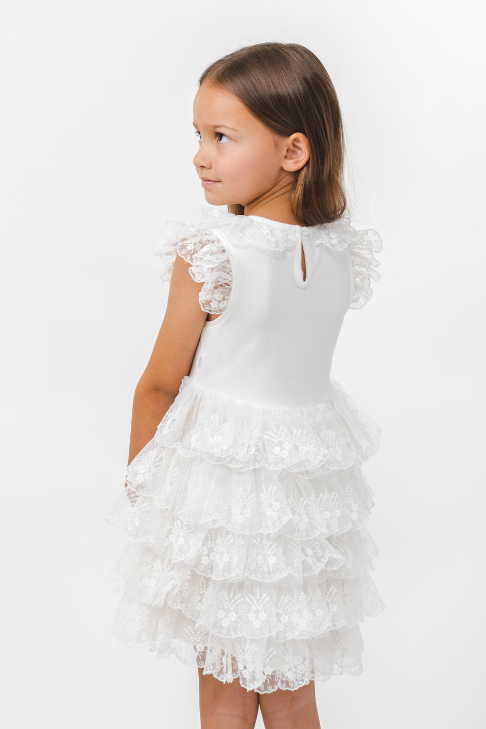 Ivory Baby Lace Dress with Satin Bow and Headband