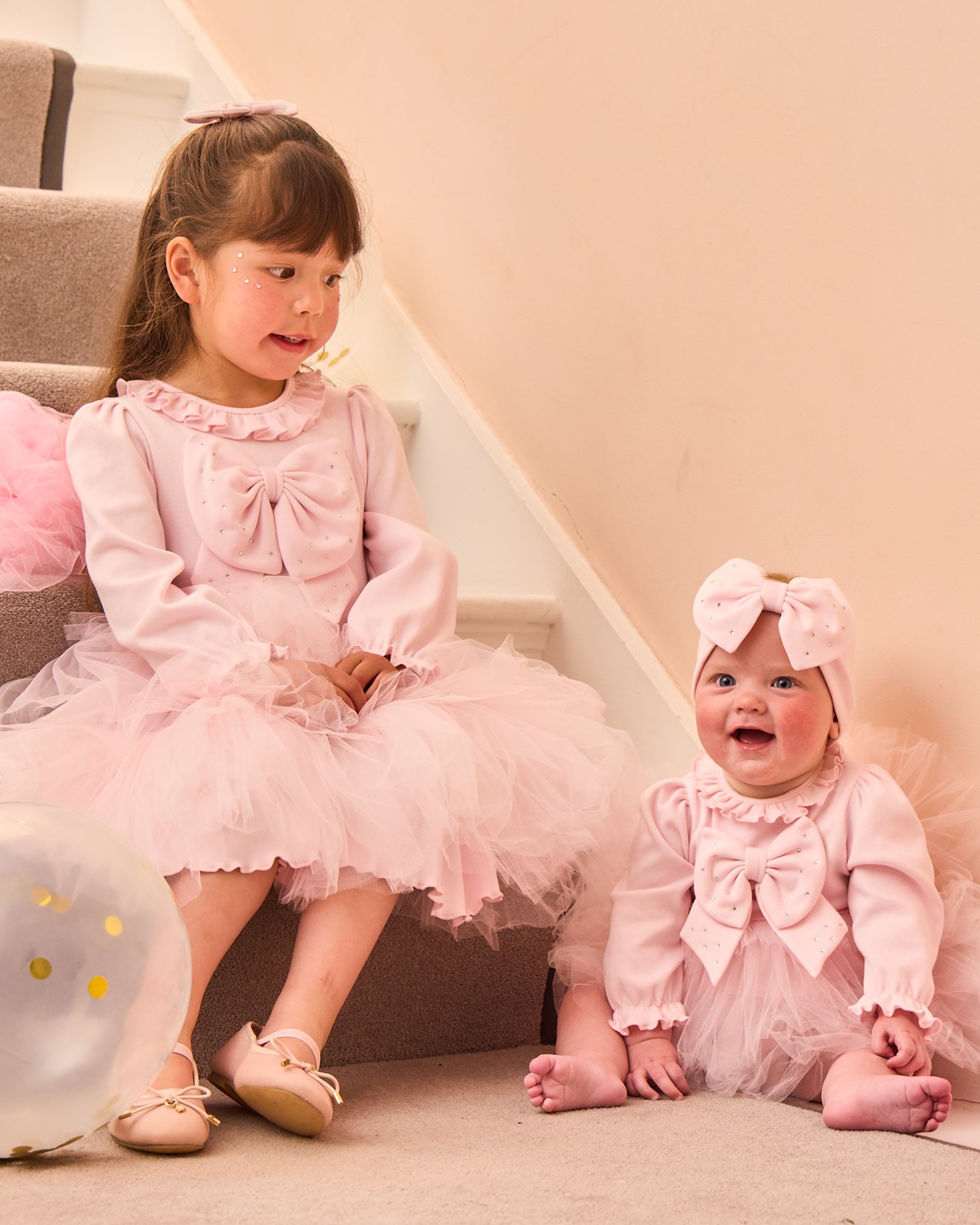 Pink Tulle Dress with Sparkle Bow