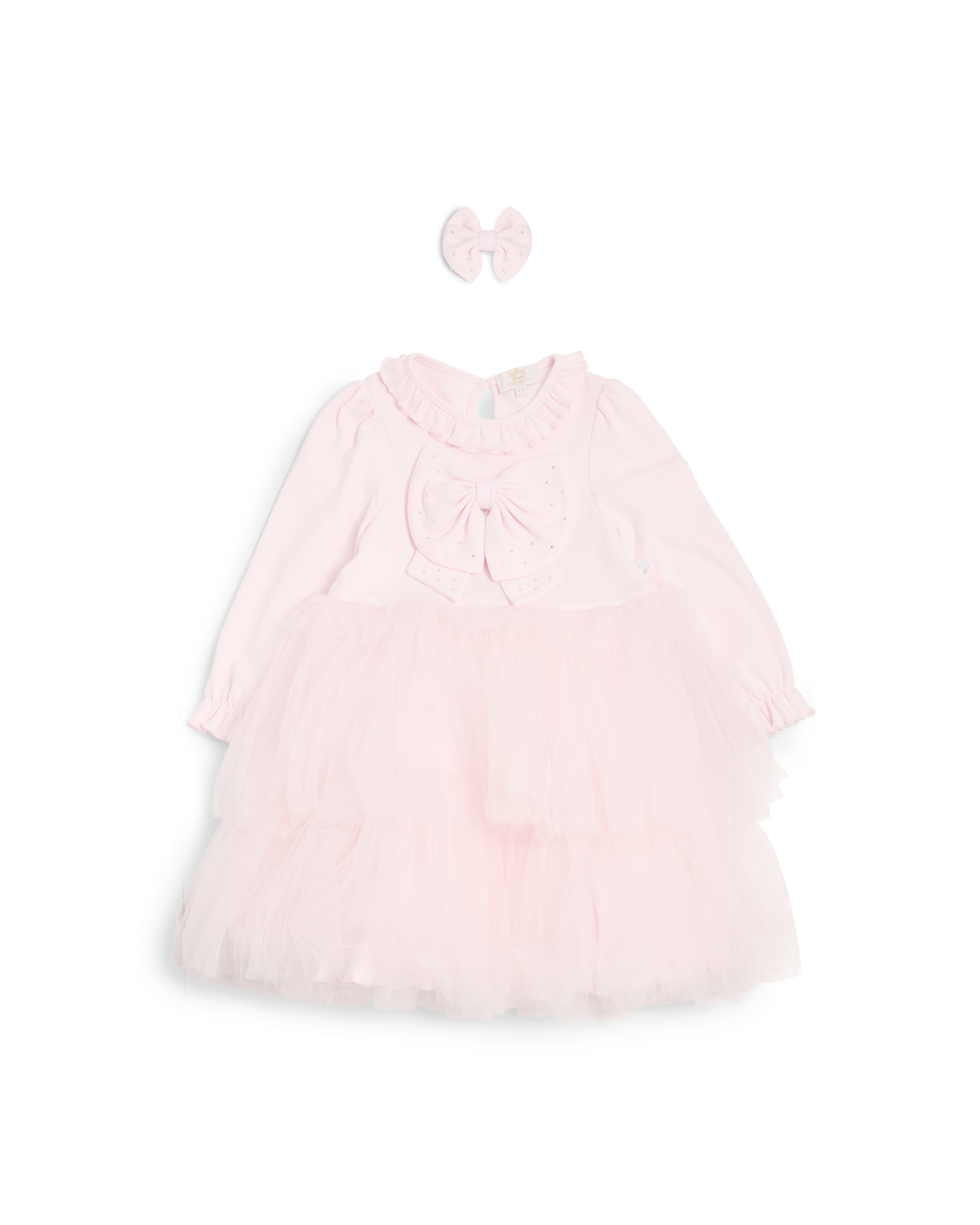 Pink Tulle Dress with Sparkle Bow