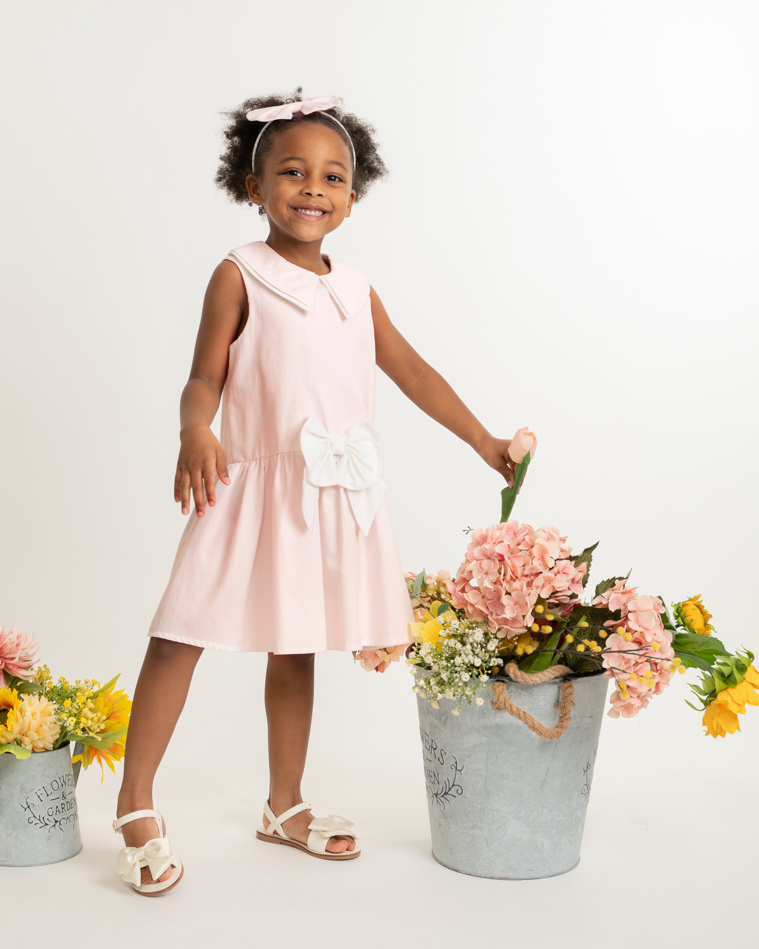 Pink Bow Sailor Dress and Headband Set