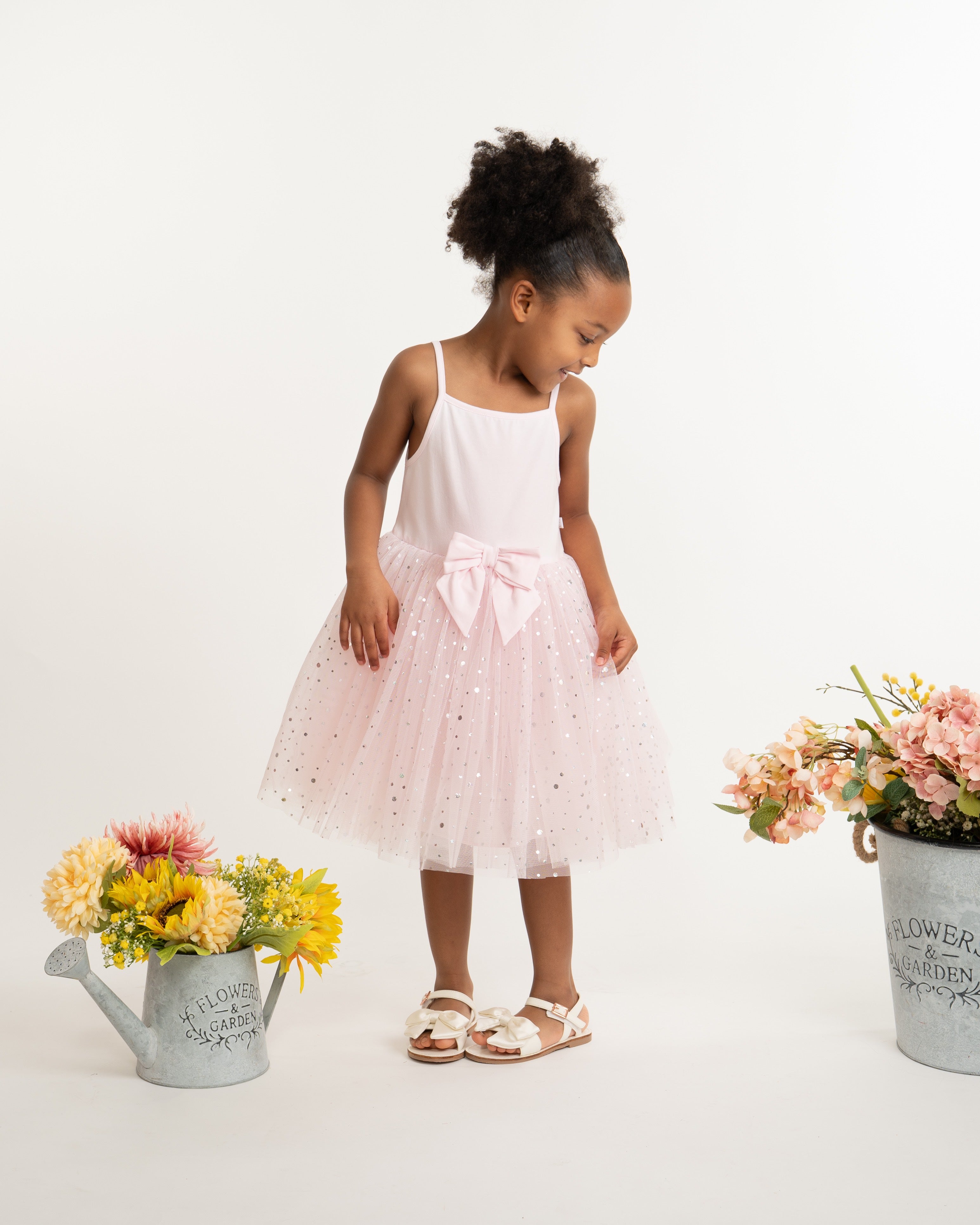 Pink Sparkle Tulle Bow Party Dress
