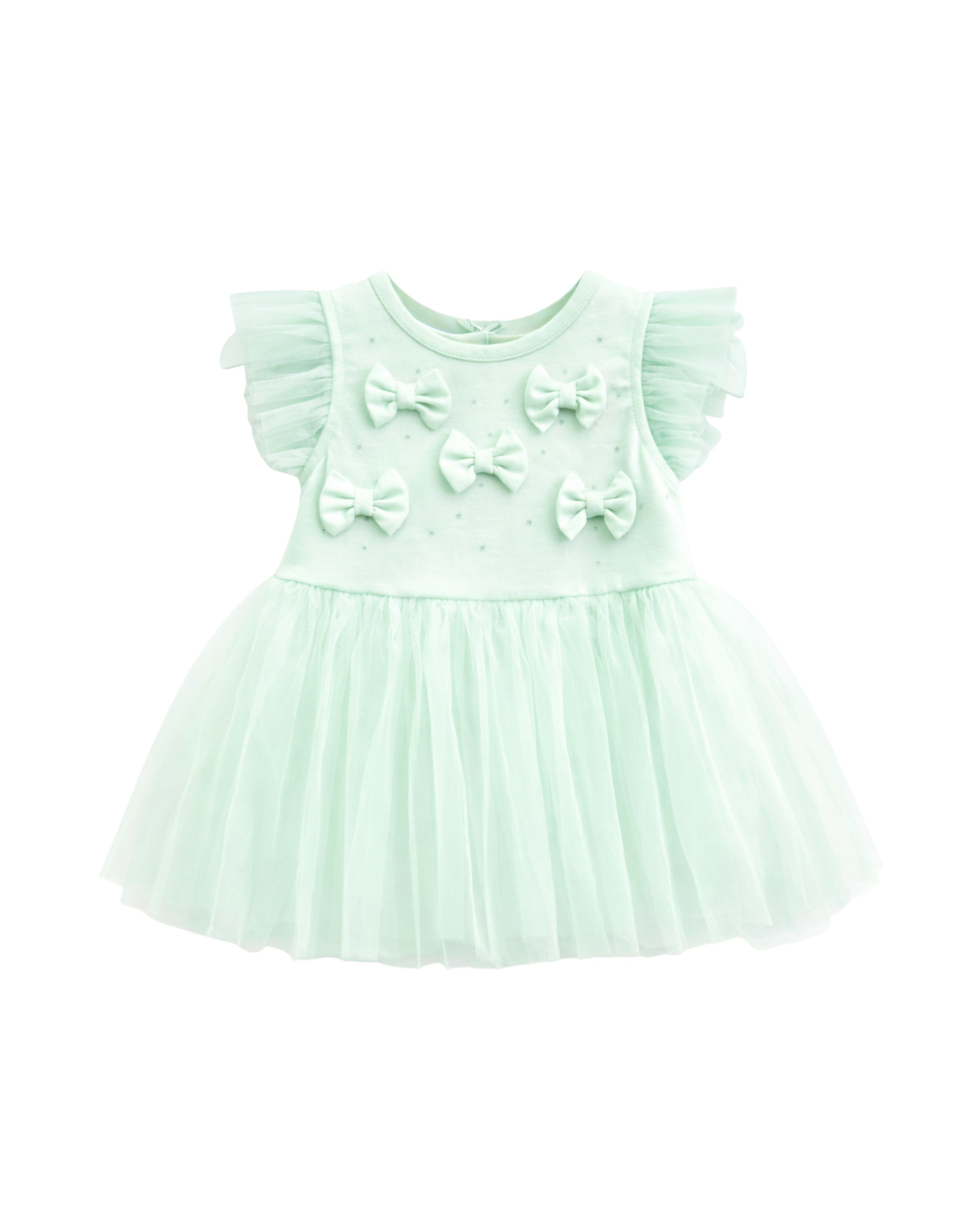 Mint Bow Detail Tulle Party Dress