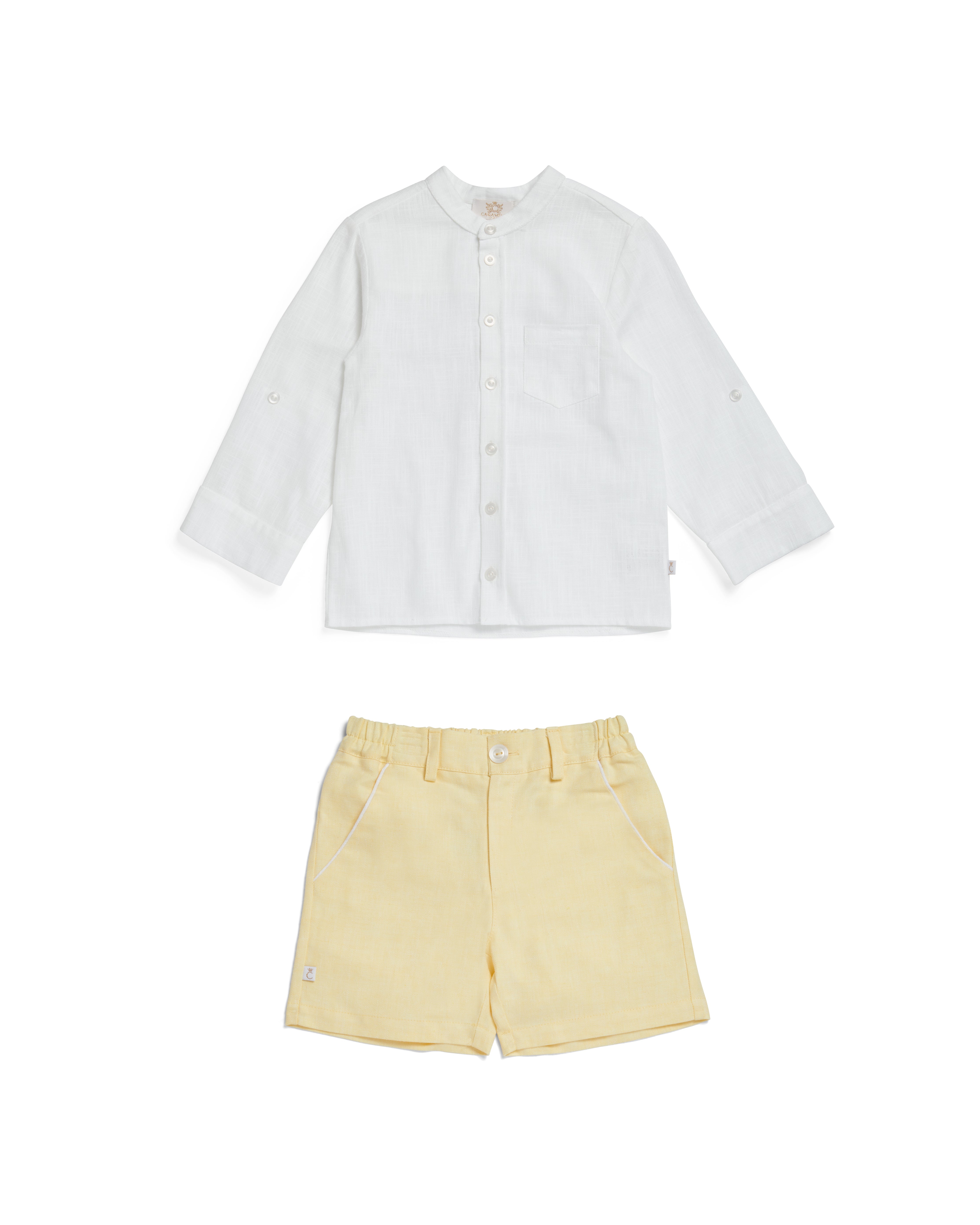 Summer Fete Lemon Boys' Linen Blend Shirt & Shorts Set