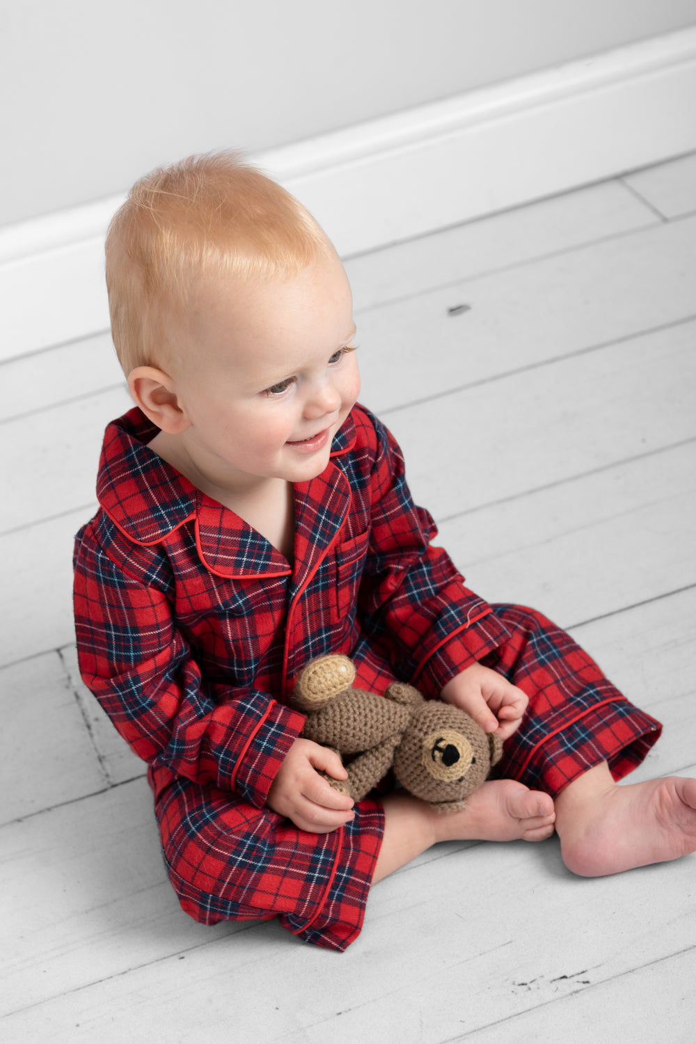 Tartan Christmas Baby Romper with Button Details