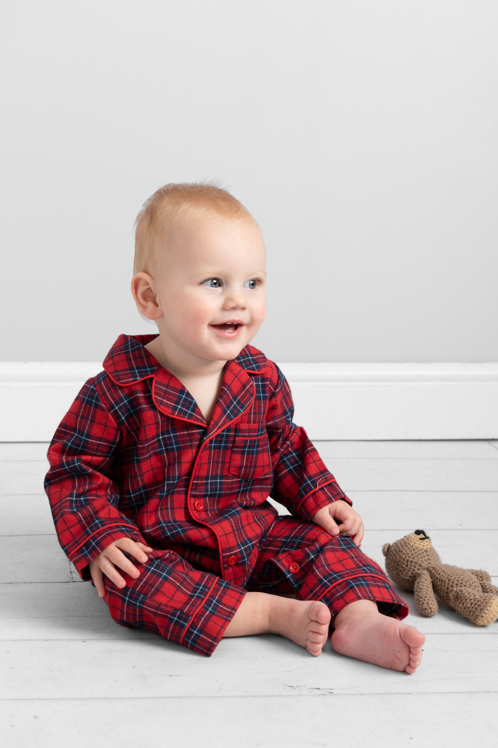 Tartan Christmas Baby Romper with Button Details