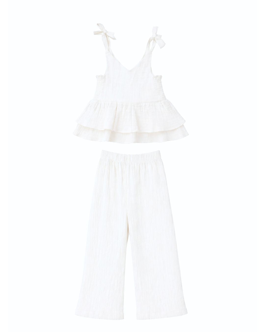 White Cotton Top and Trouser Set