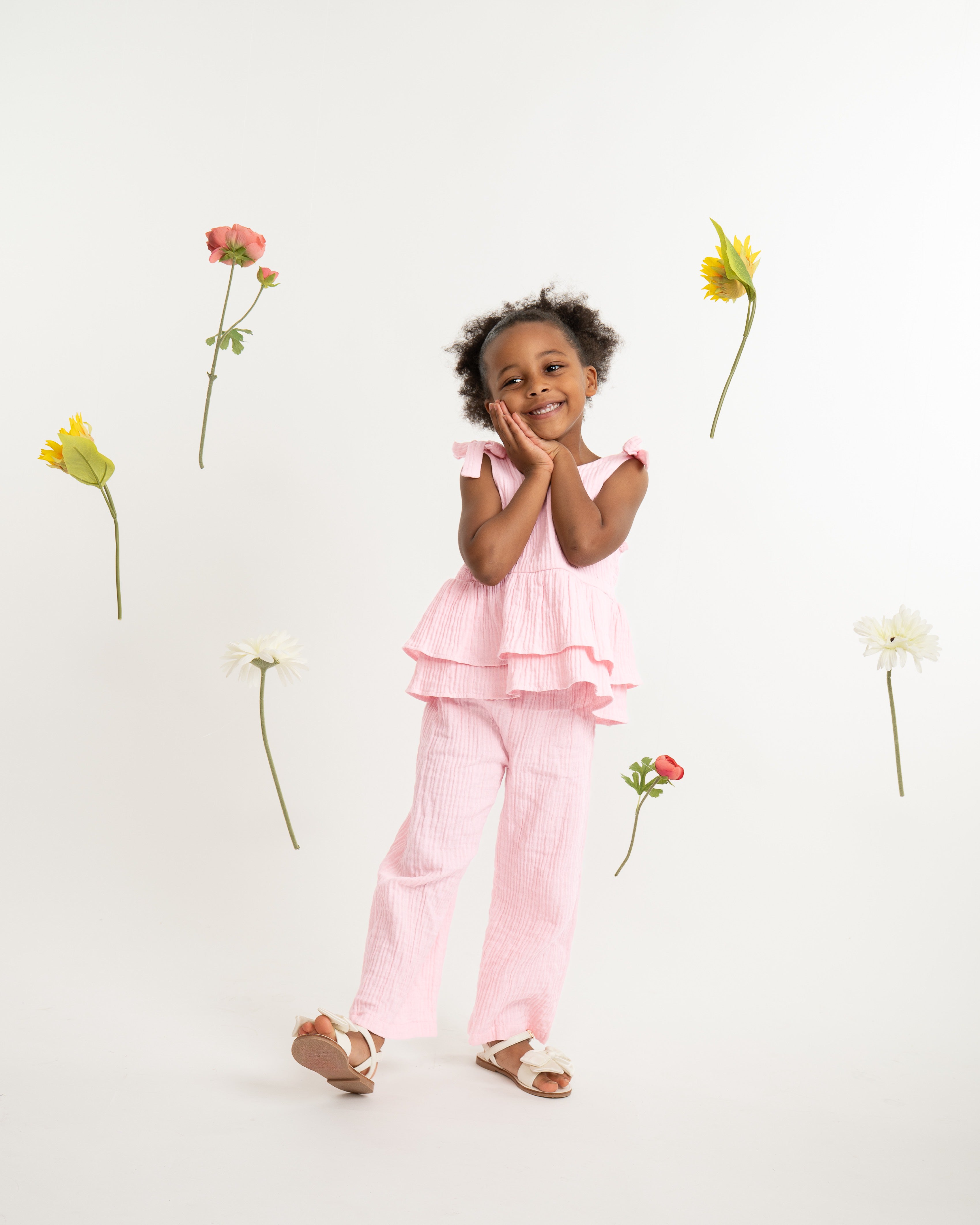 Pink Cotton Top and Trouser Set