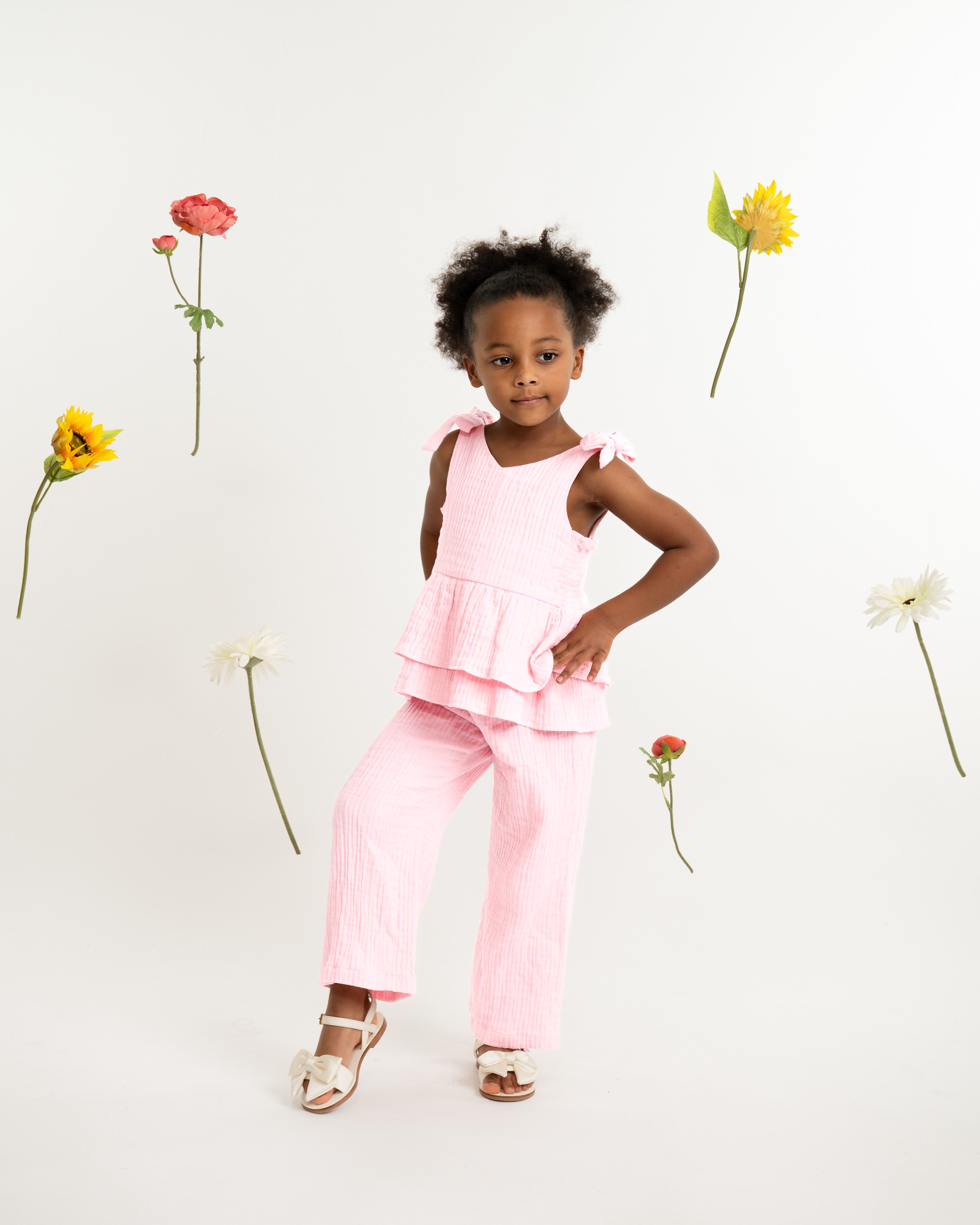 Pink Cotton Top and Trouser Set