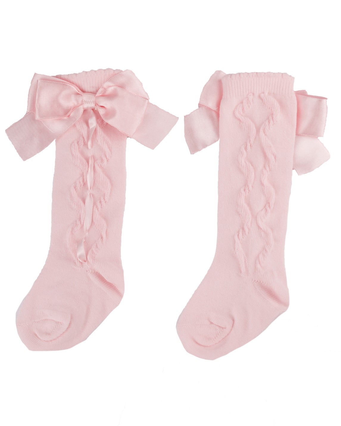 Pink Kneelength ribbon bow socks