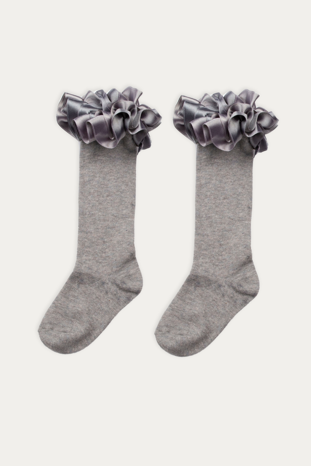 Ruffle ribbon knee length socks