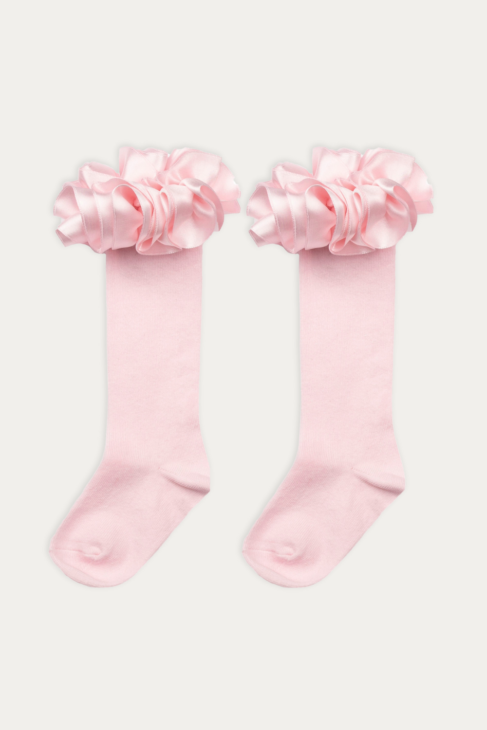 Ruffle ribbon knee length socks