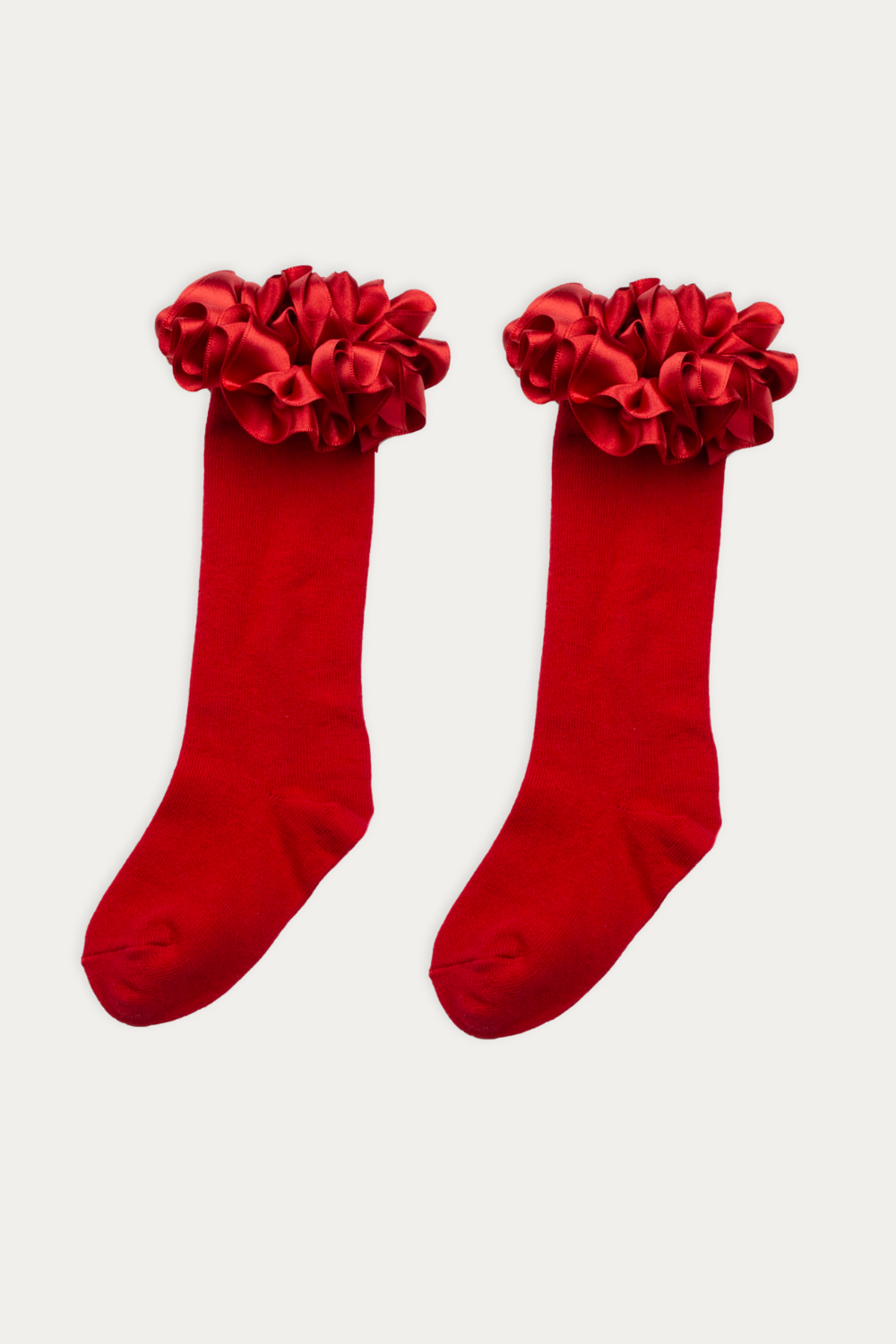 Ruffle ribbon knee length socks