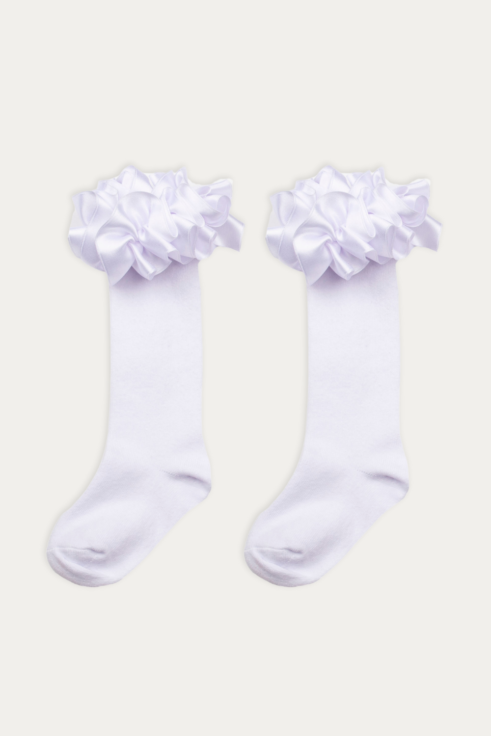 Ruffle ribbon knee length socks