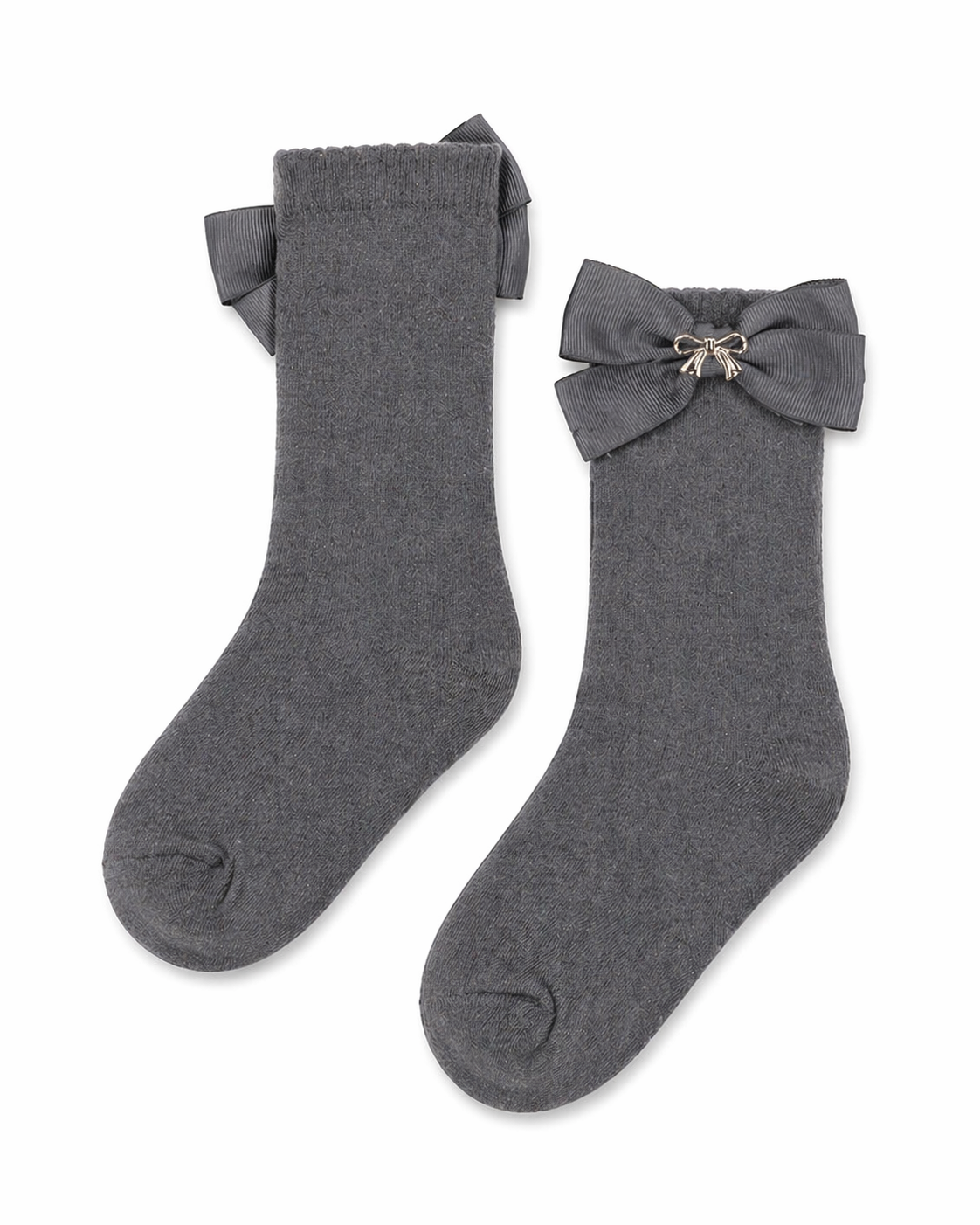 Grey Bow Charm Ankle Socks