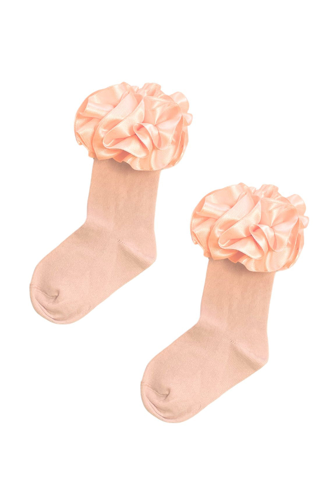 Peach Satin Ruffle Ankle Socks
