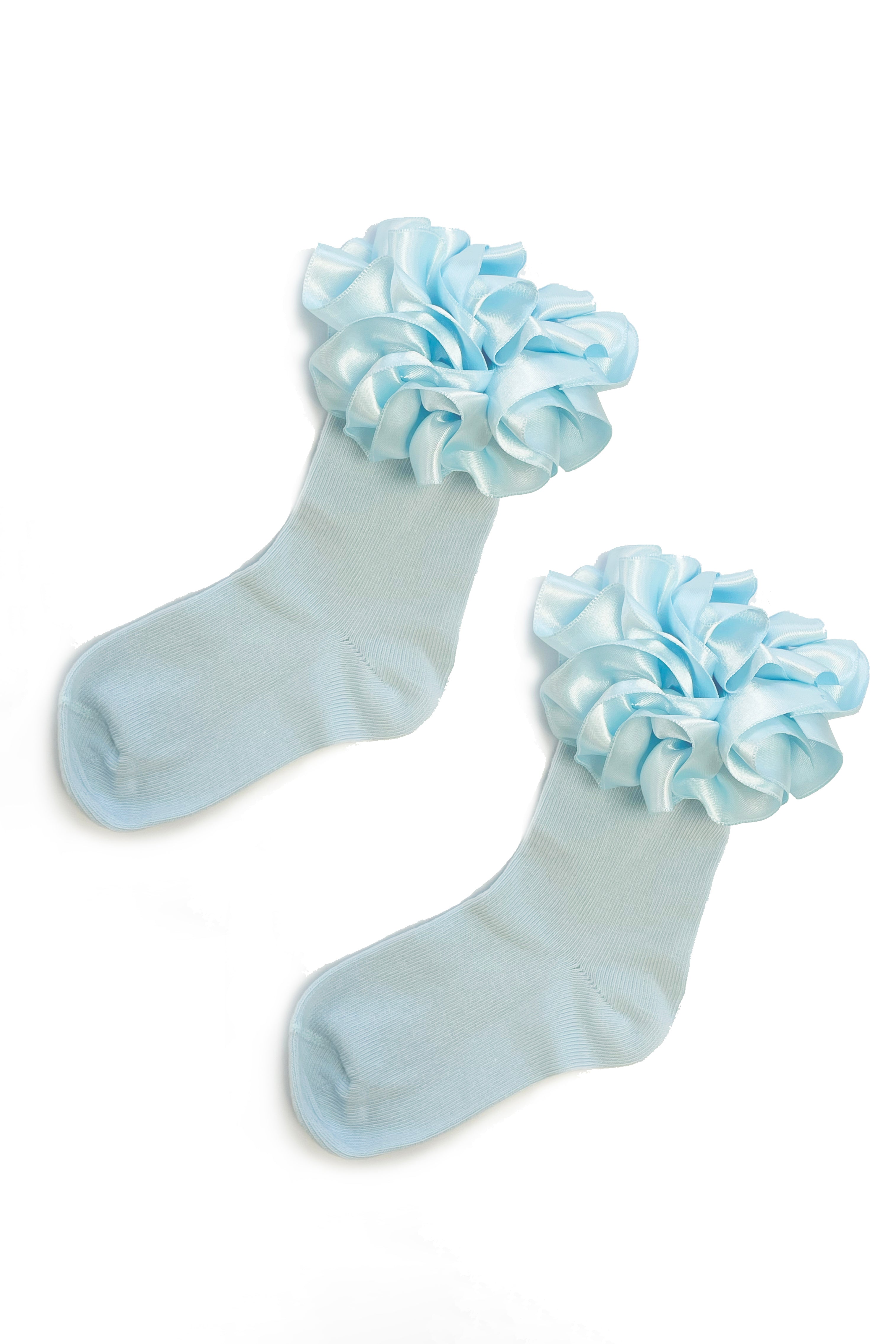 Sky Satin Ruffle Ankle Socks