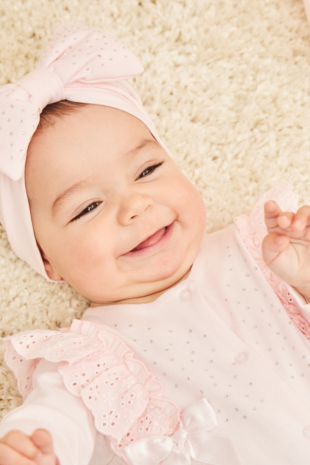 Pink Baby Sleepsuit with Ruffle Trim