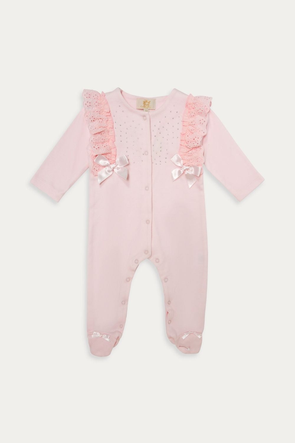 Pink Baby Sleepsuit with Ruffle Trim