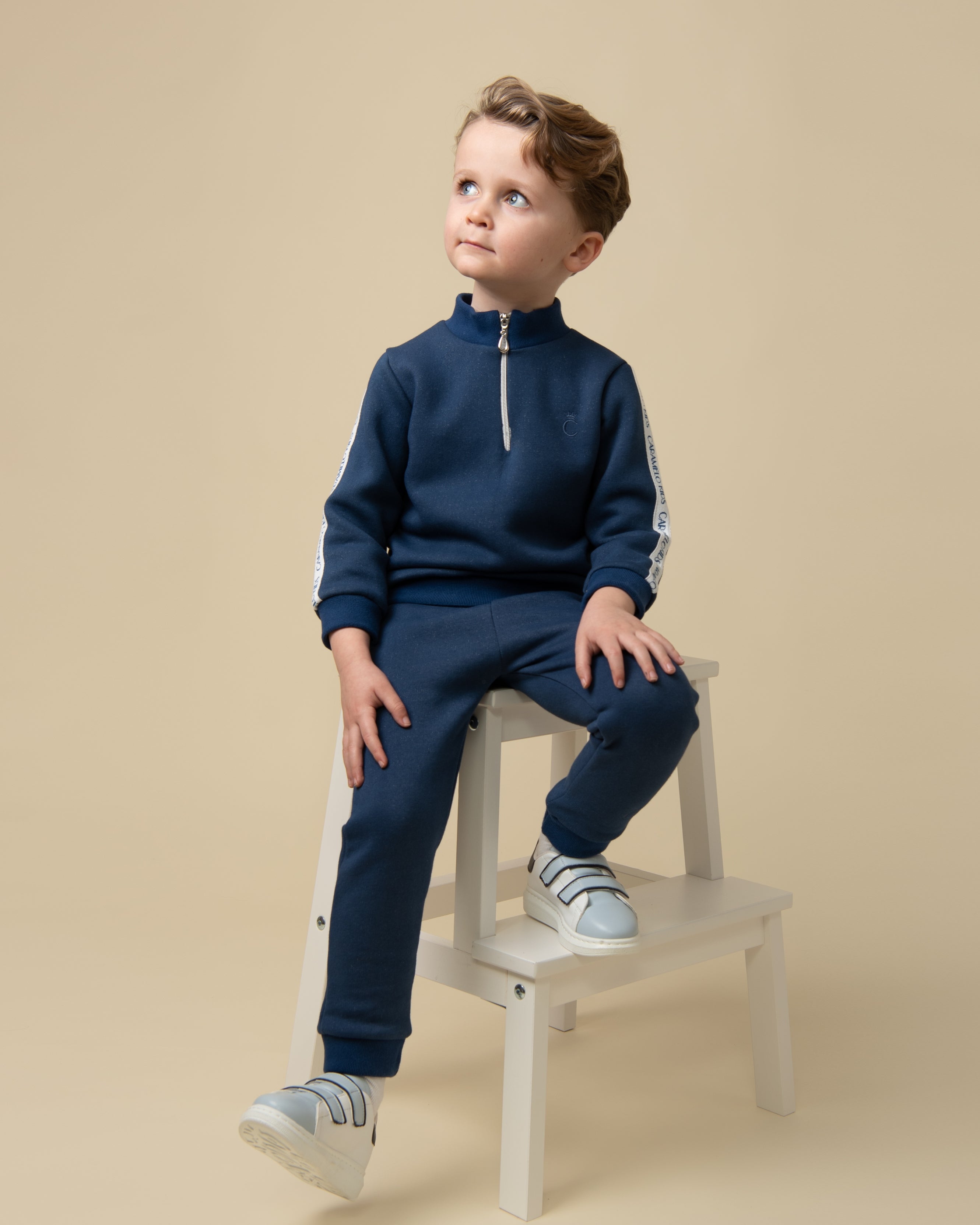Navy Quarter Zip Speckled Tracksuit