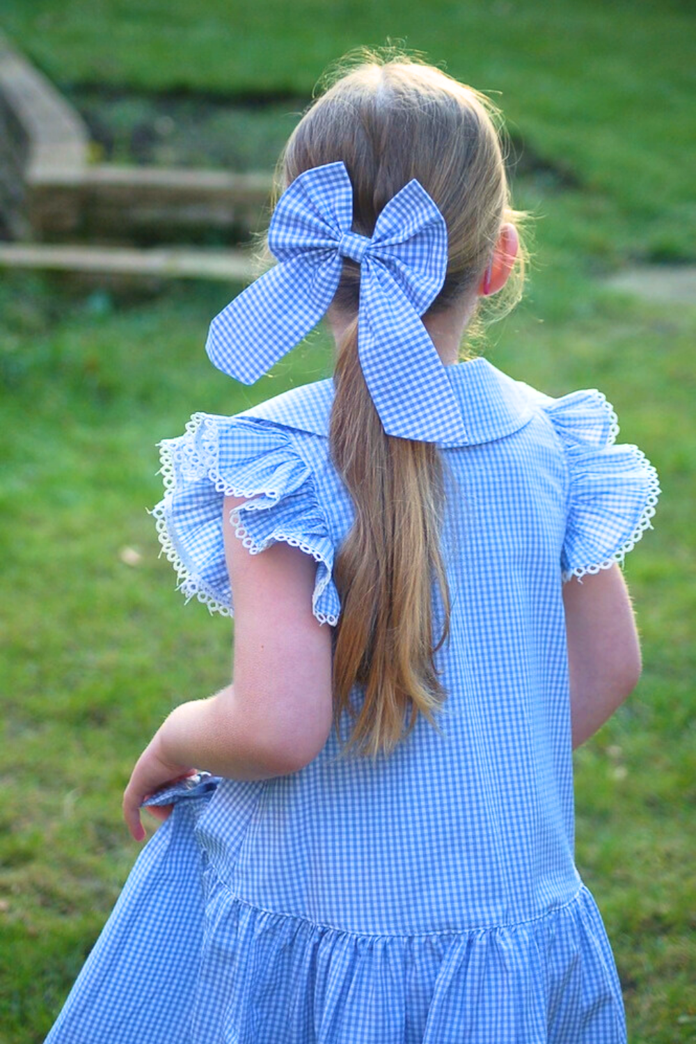 Blue Gingham Bow Hair Clip