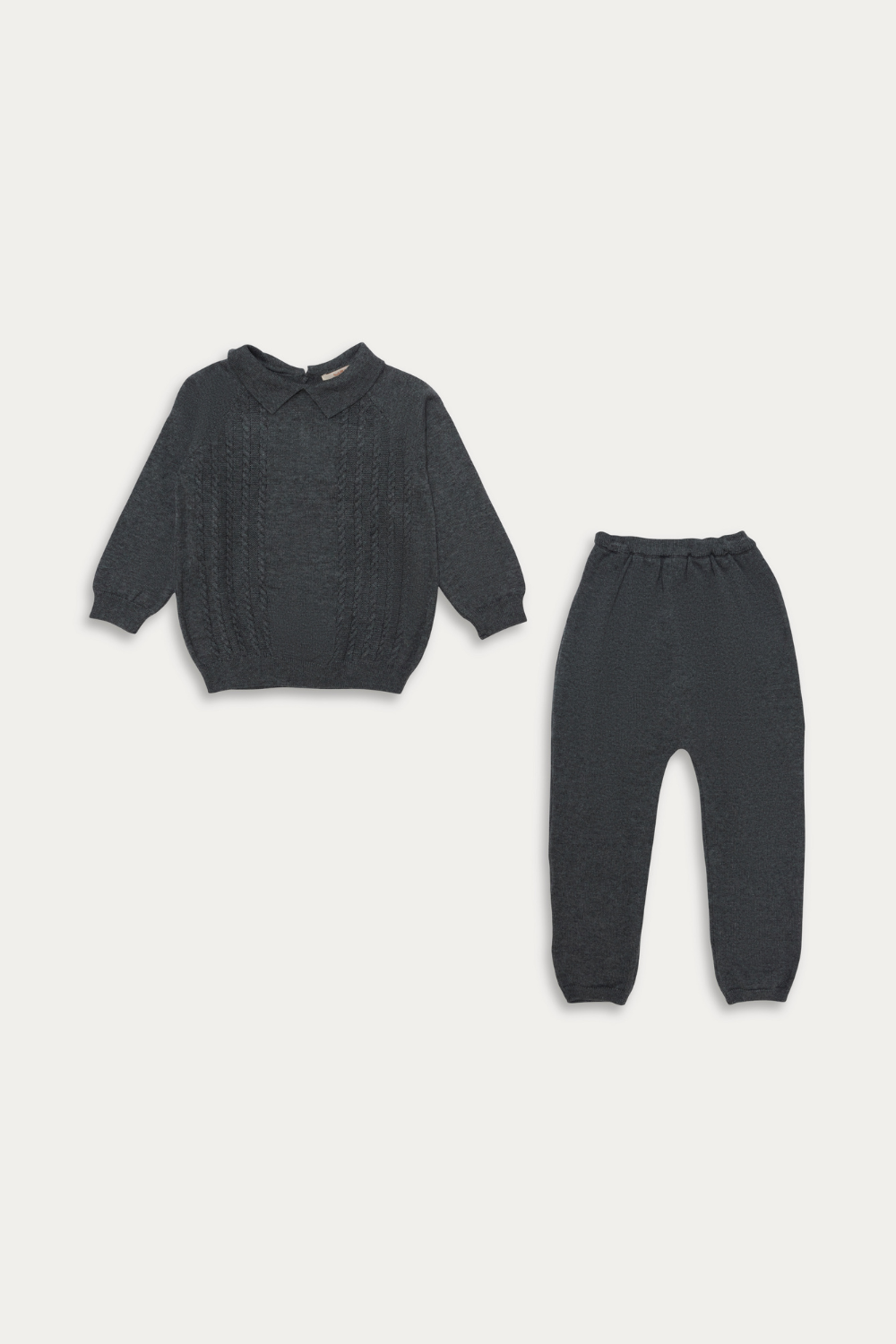 Charcoal Knitted Set with Cable Design