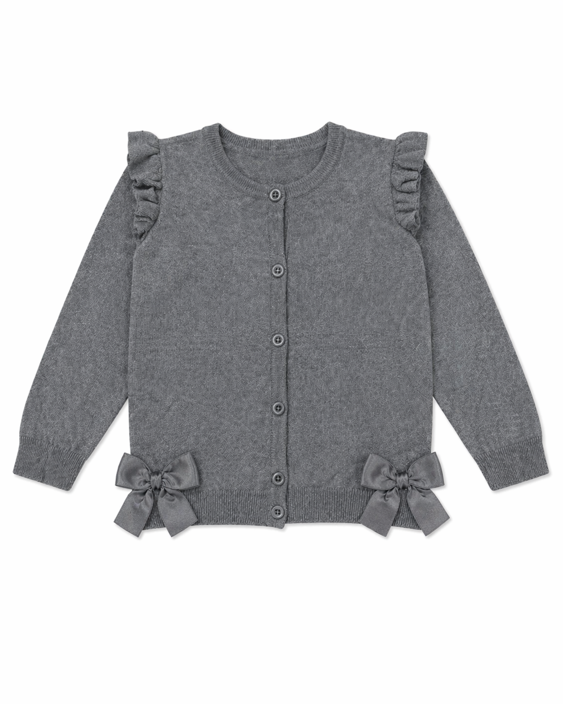 Grey Bow Detail School Cardigan