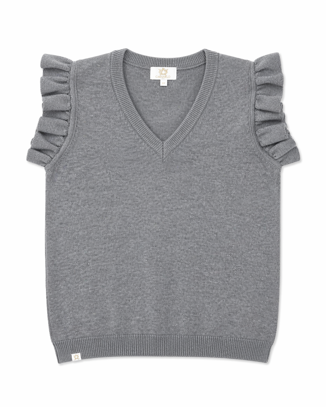 Grey Frill Sleeve Knitted Tank Top