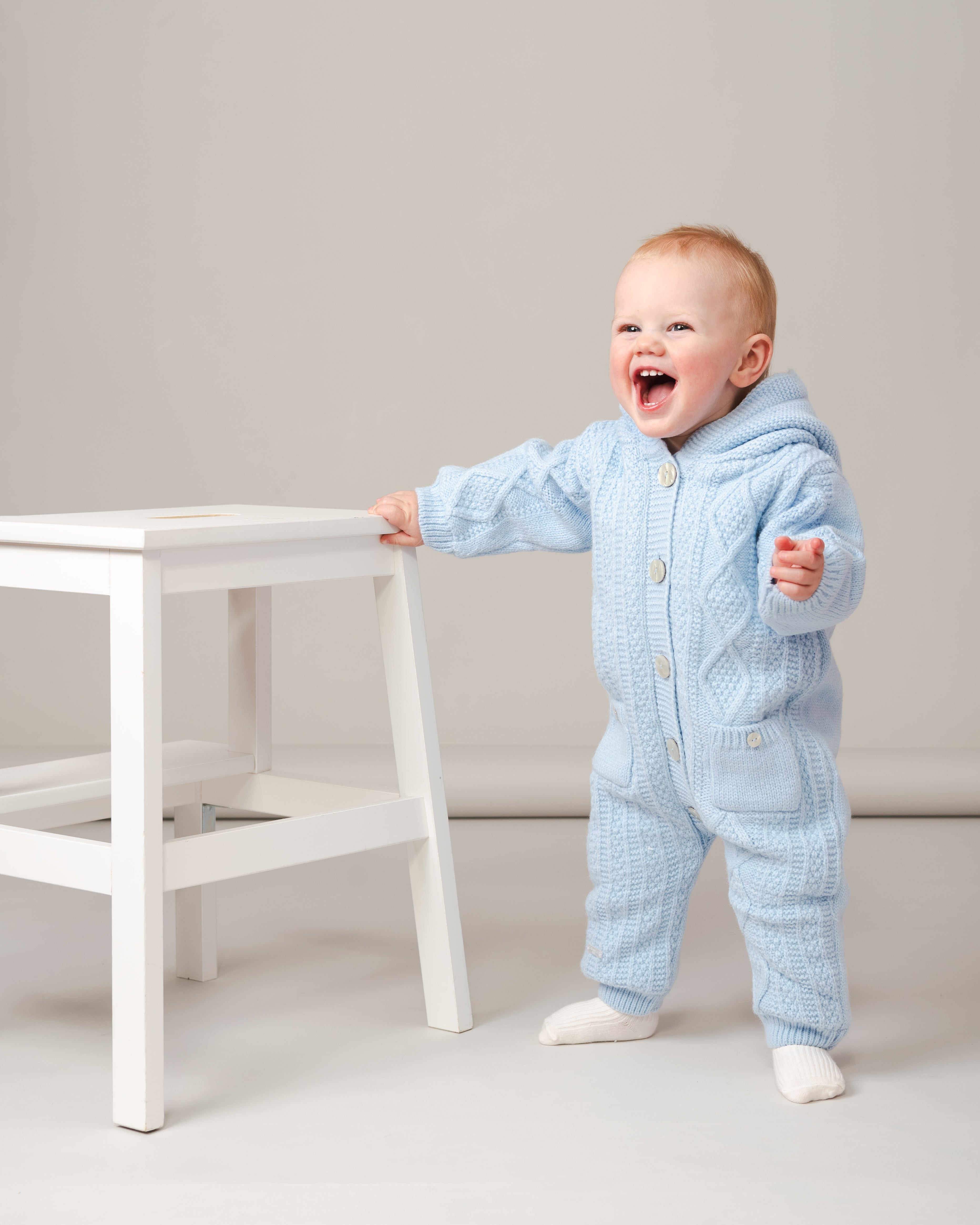 Sky Woolen Knit Baby Snowsuit
