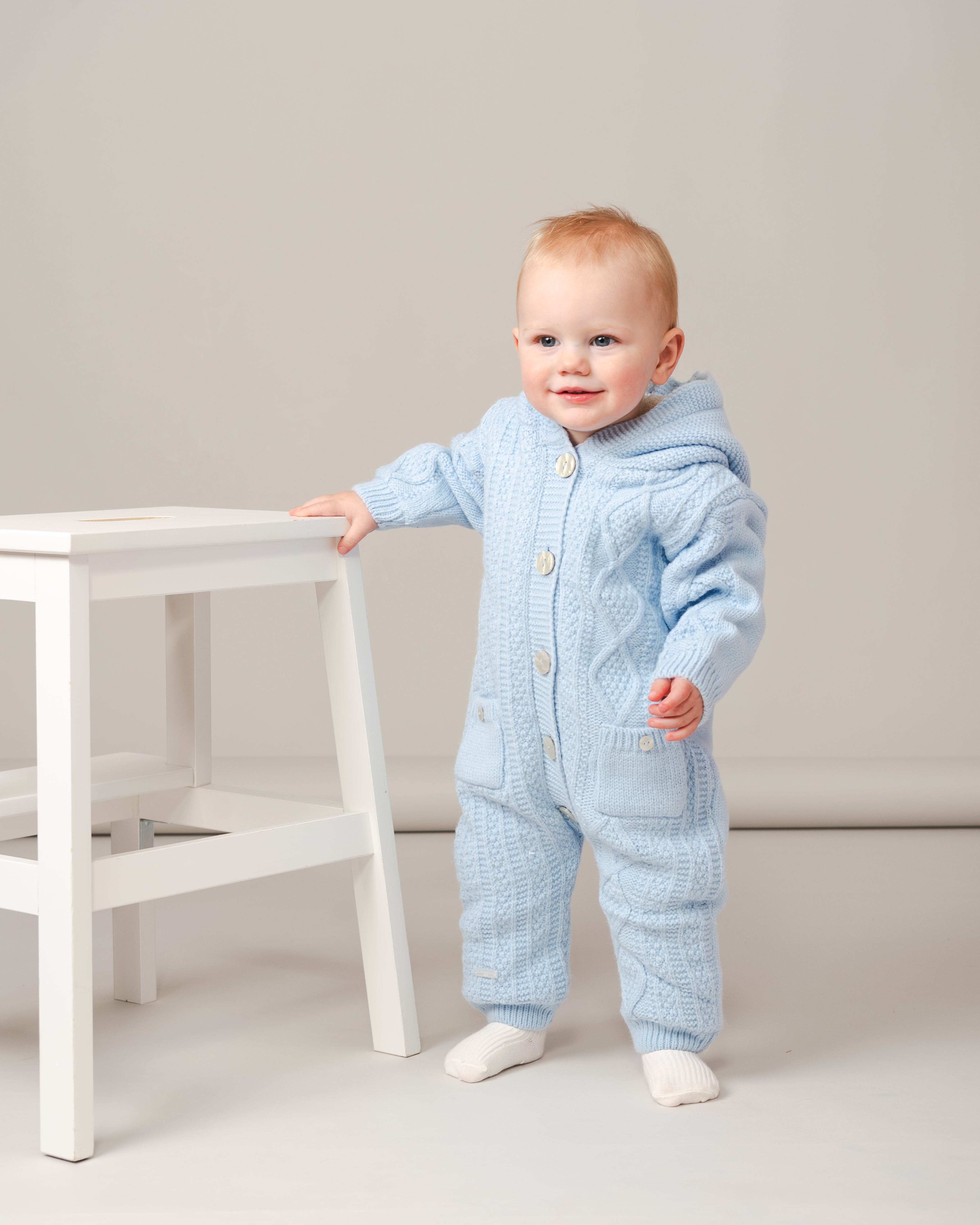 Sky Woolen Knit Baby Snowsuit