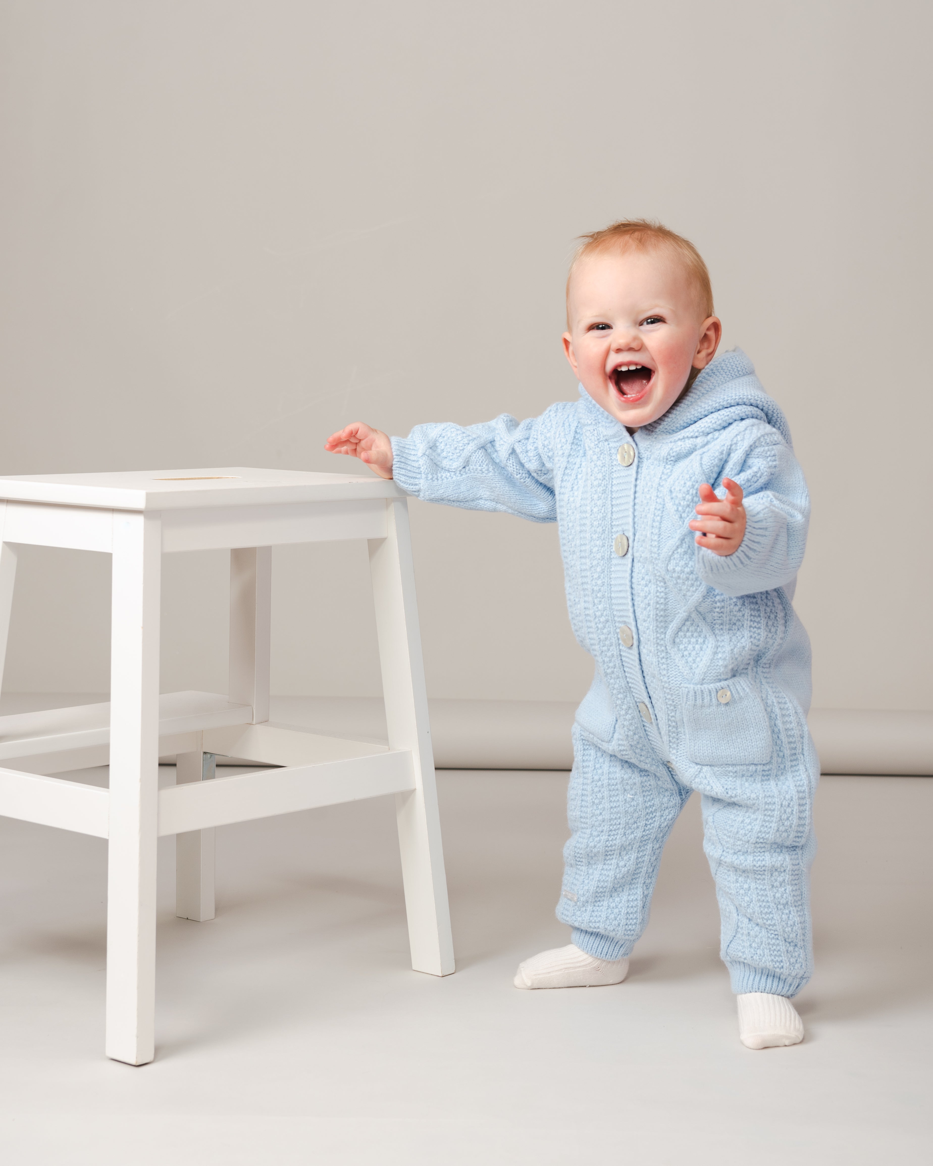 Sky Woolen Knit Baby Snowsuit