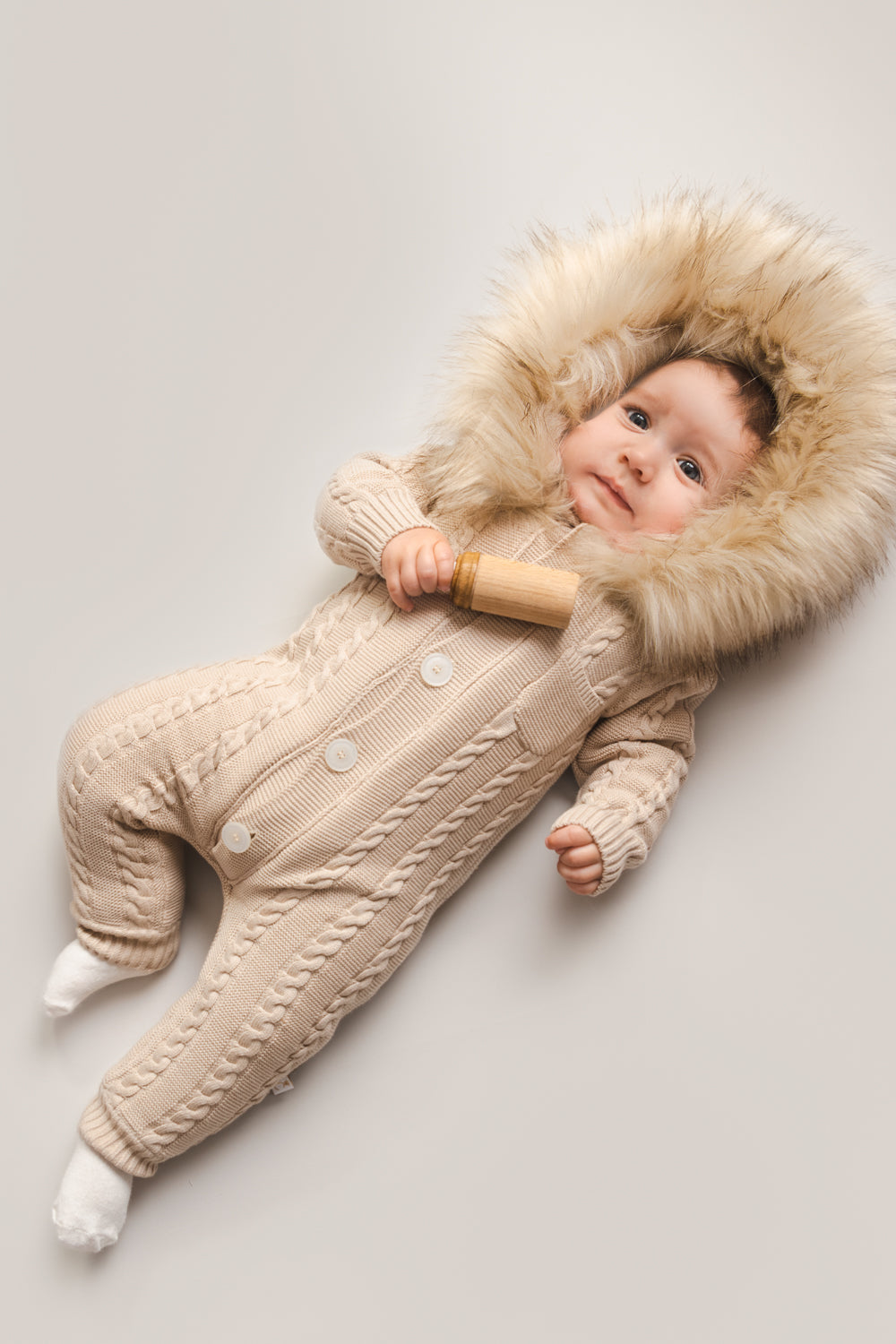 Chloe baby beige orders fur snowsuit