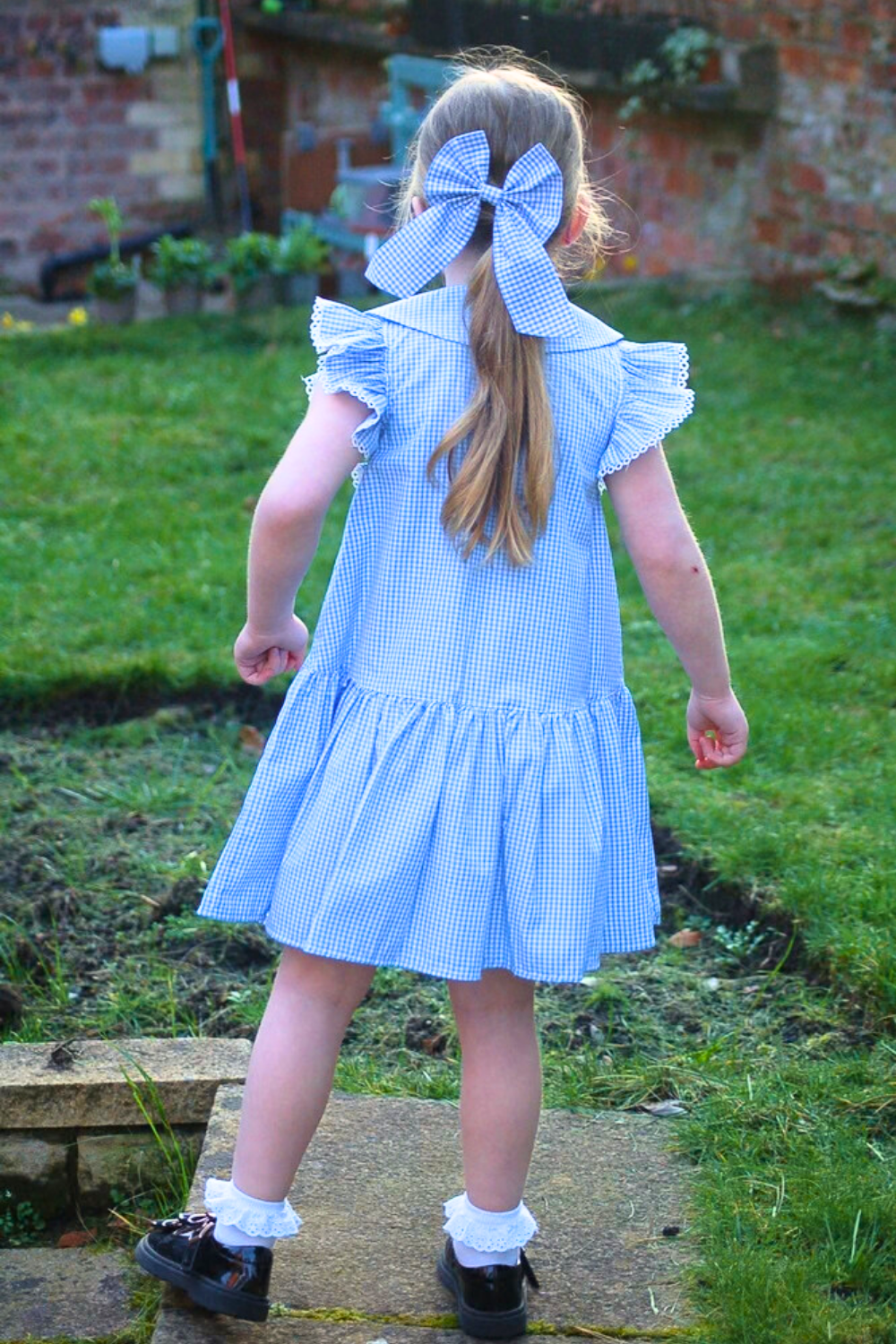 Blue Gingham Bow Hair Clip